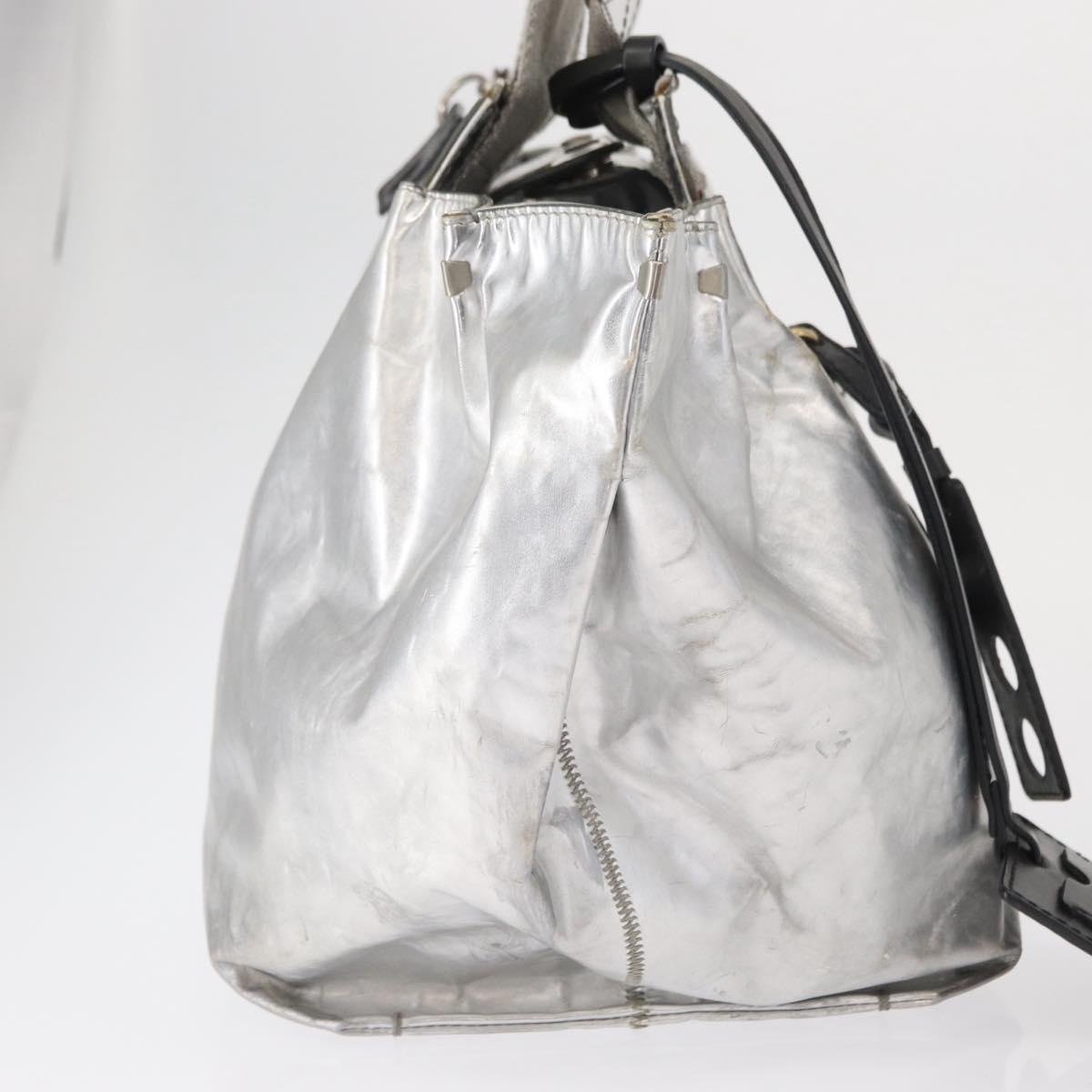 Chloe Tote Bag Leather Silver Auth bs32448