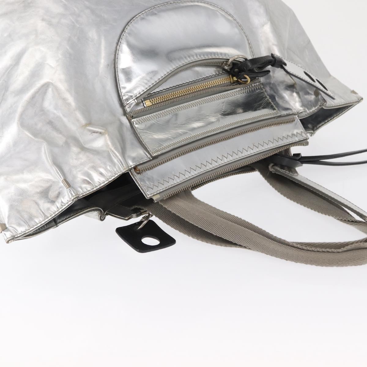 Chloe Tote Bag Leather Silver Auth bs32448