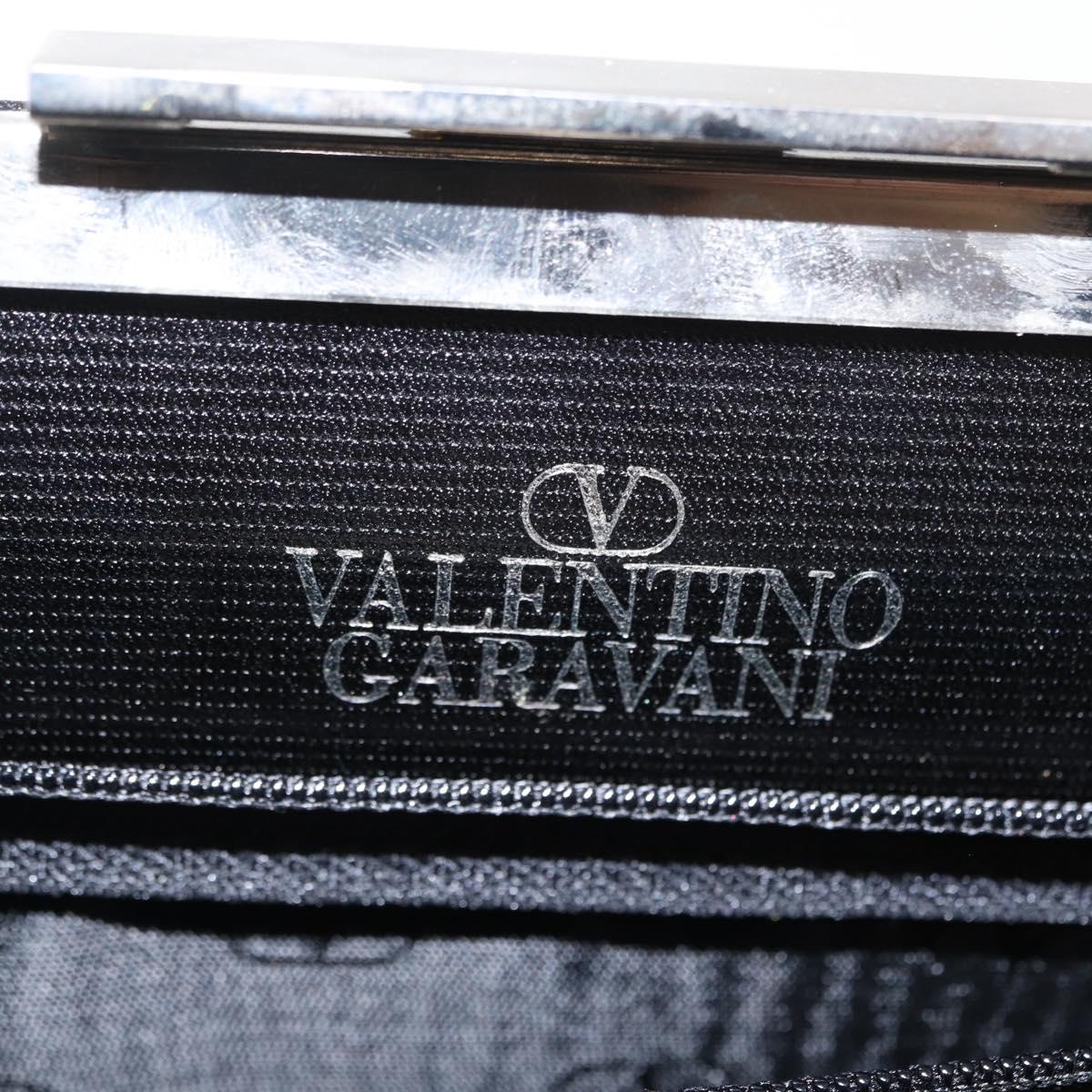 VALENTINO Hand Bag Leather Black Gold Auth bs32449