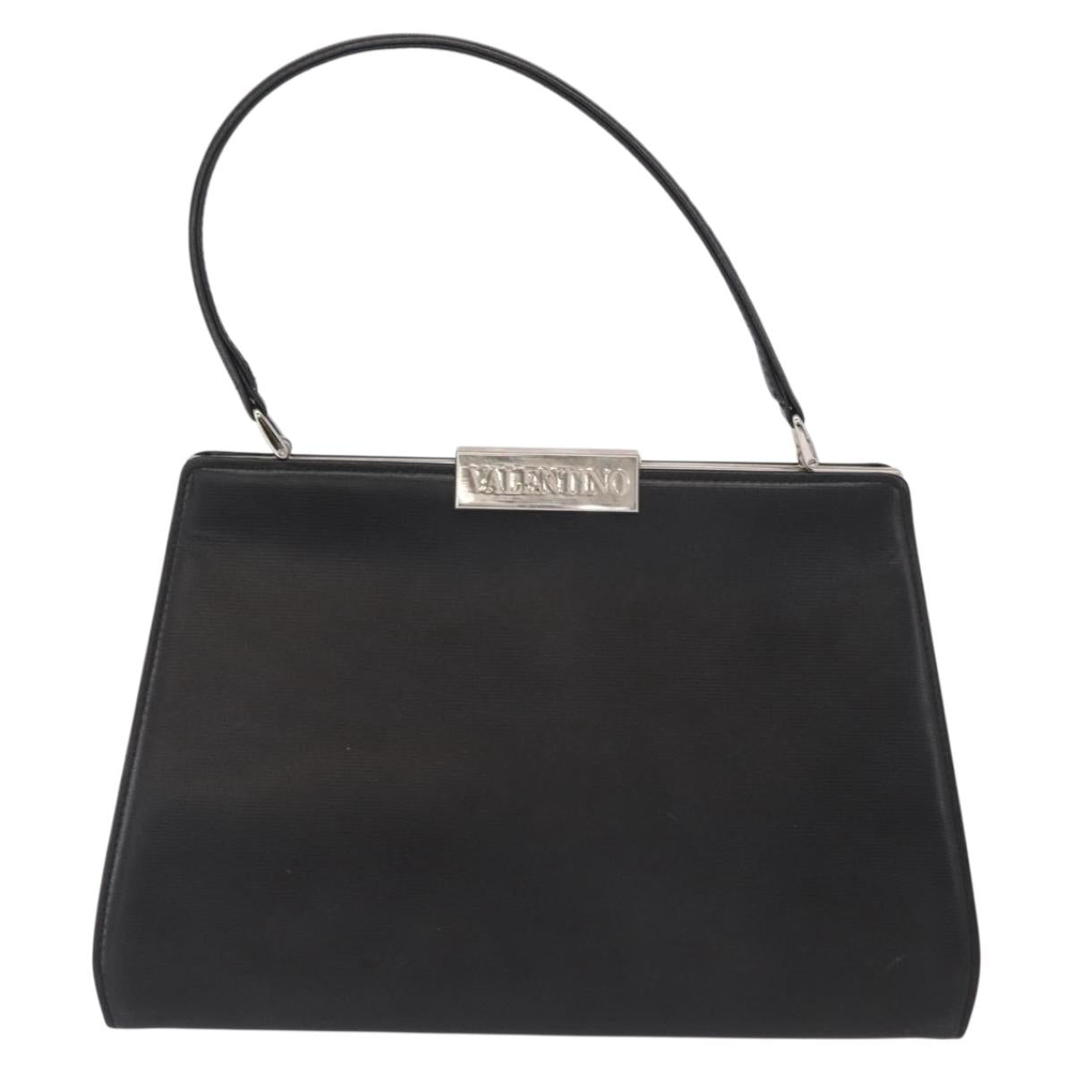 VALENTINO Hand Bag Leather Black Gold Auth bs32449