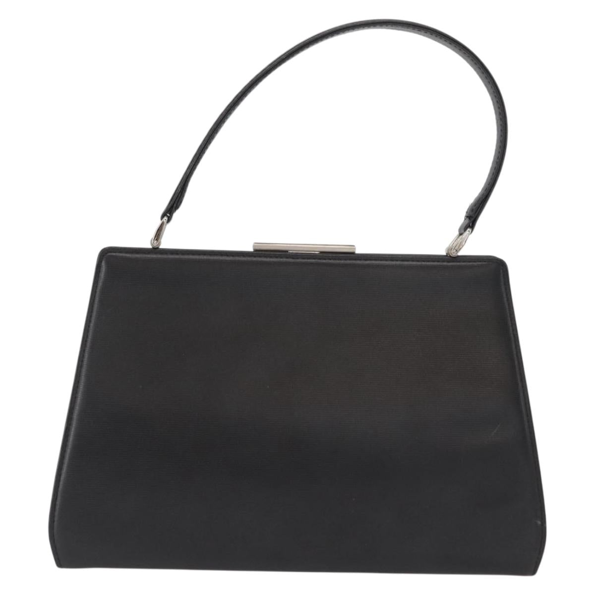 VALENTINO Hand Bag Leather Black Gold Auth bs32449