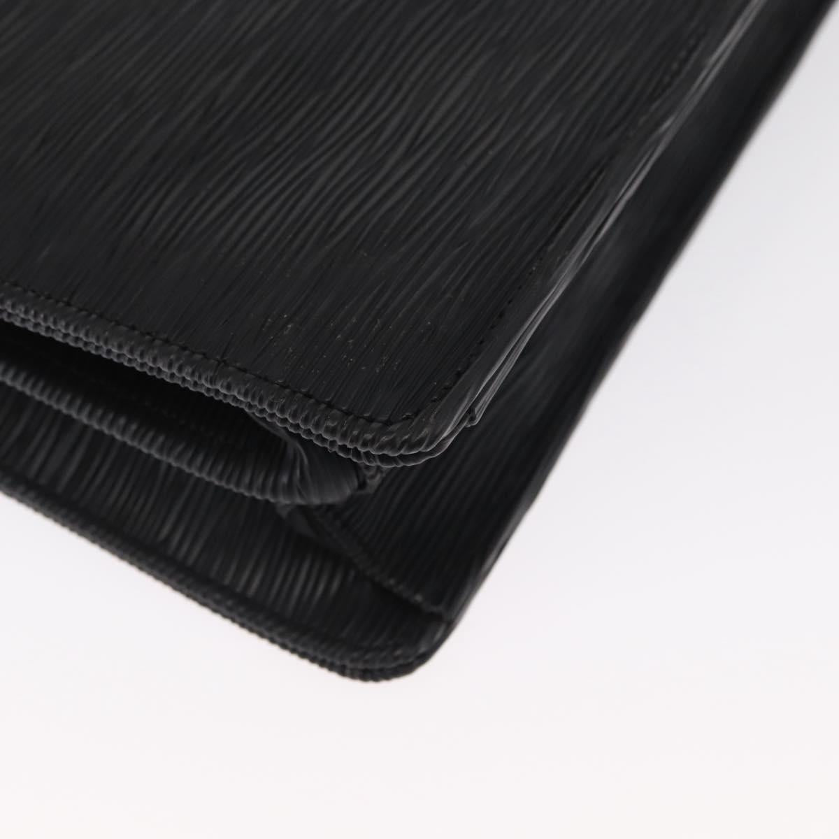 SAINT LAURENT Business Bag Leather Black Silver Auth bs32456