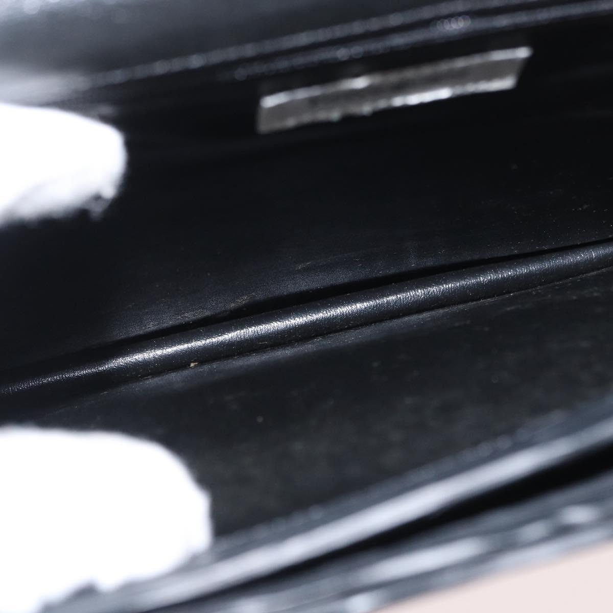 SAINT LAURENT Business Bag Leather Black Silver Auth bs32456