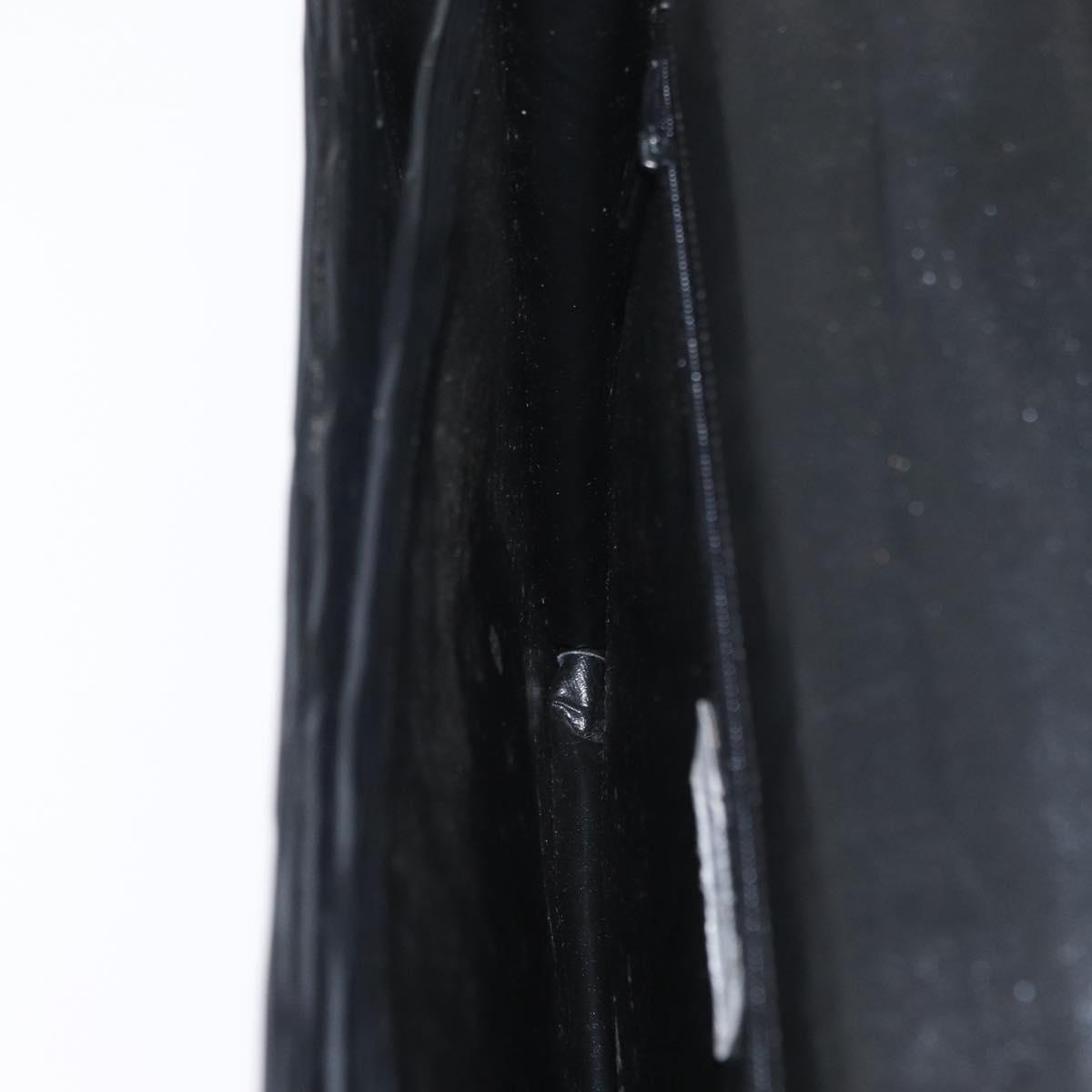 SAINT LAURENT Business Bag Leather Black Silver Auth bs32456