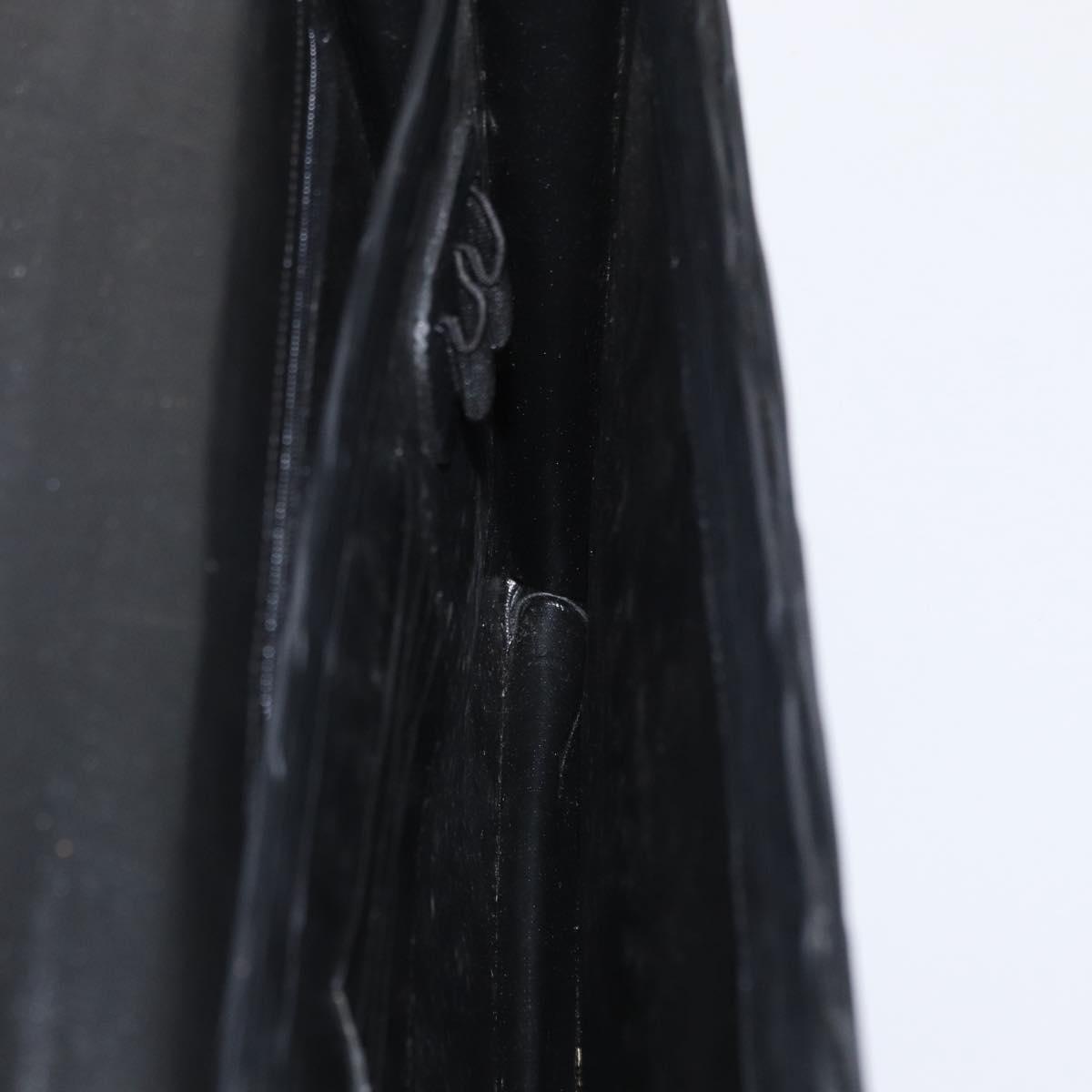 SAINT LAURENT Business Bag Leather Black Silver Auth bs32456