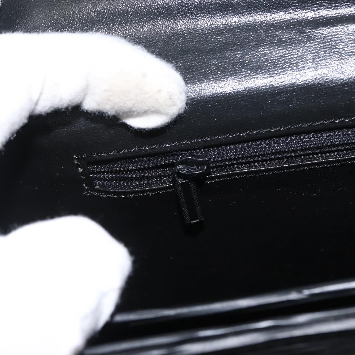 SAINT LAURENT Business Bag Leather Black Silver Auth bs32456