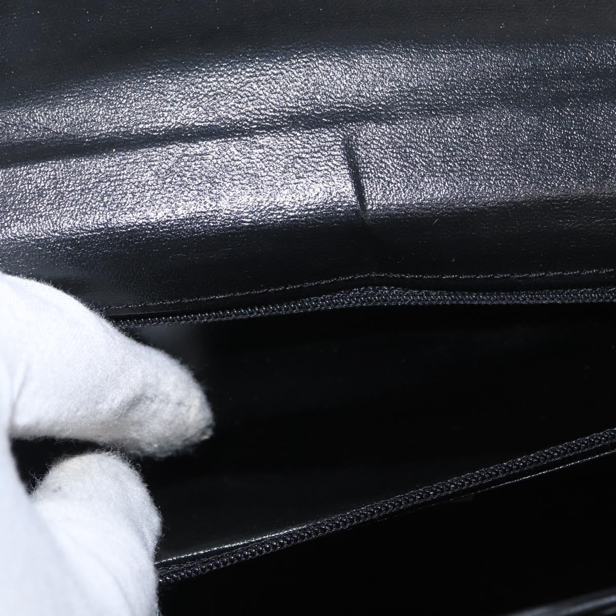 SAINT LAURENT Business Bag Leather Black Silver Auth bs32456