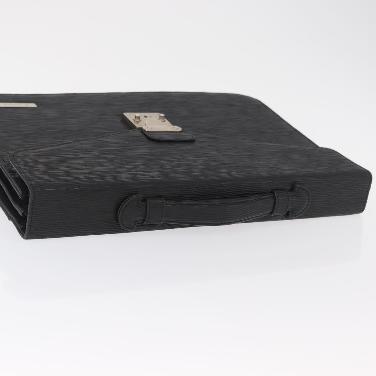 SAINT LAURENT Business Bag Leather Black Silver Auth bs32456