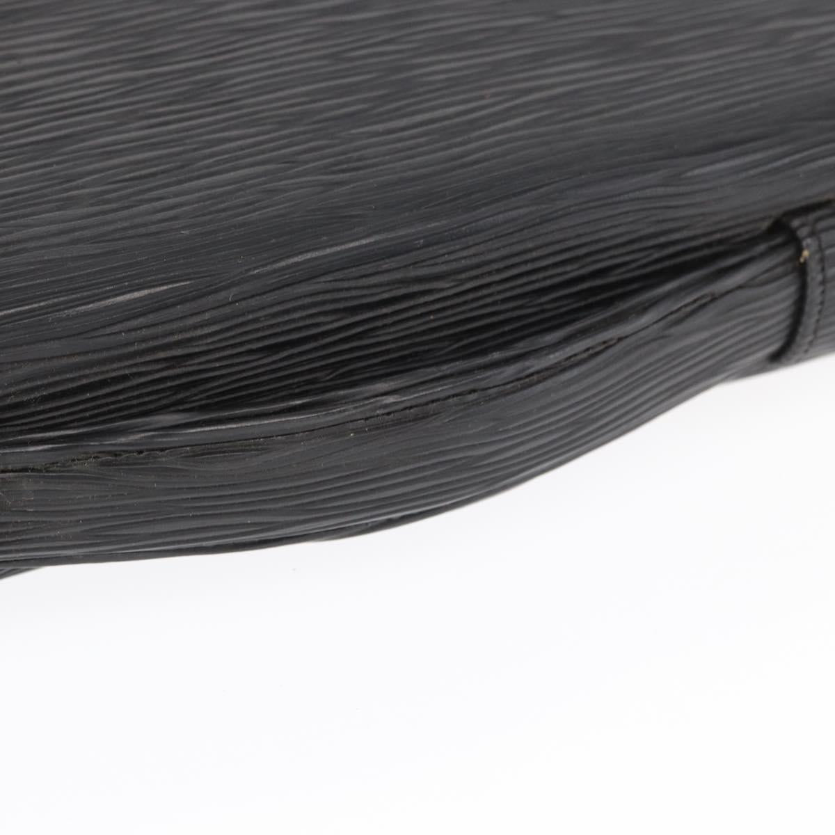 SAINT LAURENT Business Bag Leather Black Silver Auth bs32456