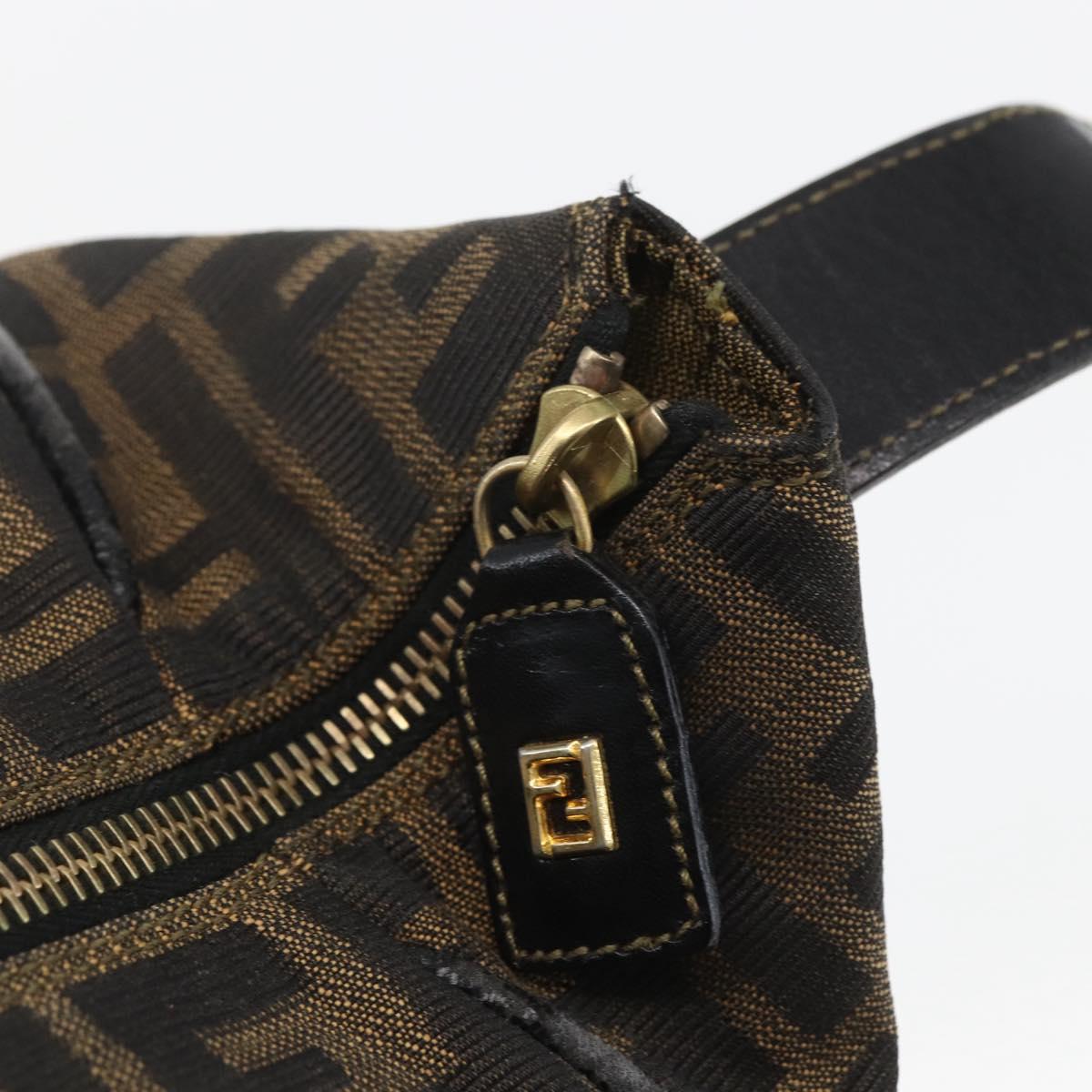 FENDI Zucca Canvas Hand Bag Black Brown Auth bs32457