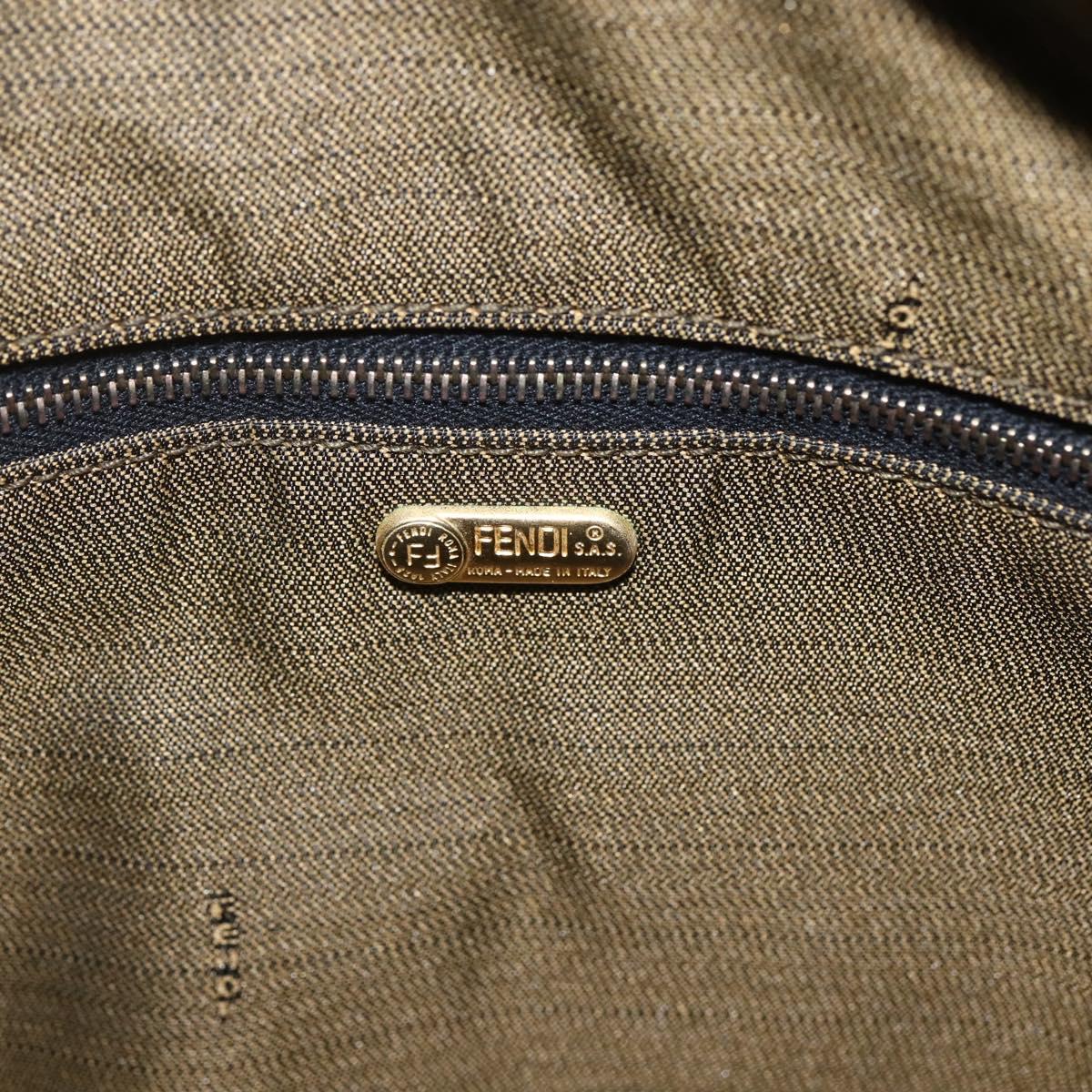 FENDI Zucca Canvas Hand Bag Black Brown Auth bs32457