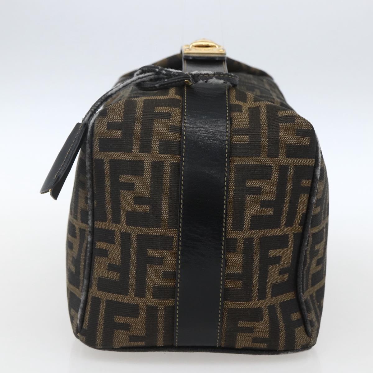 FENDI Zucca Canvas Hand Bag Black Brown Auth bs32457