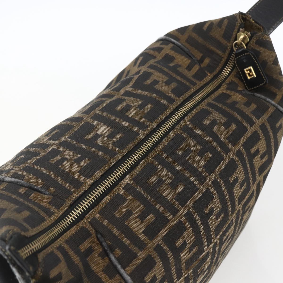 FENDI Zucca Canvas Hand Bag Black Brown Auth bs32457