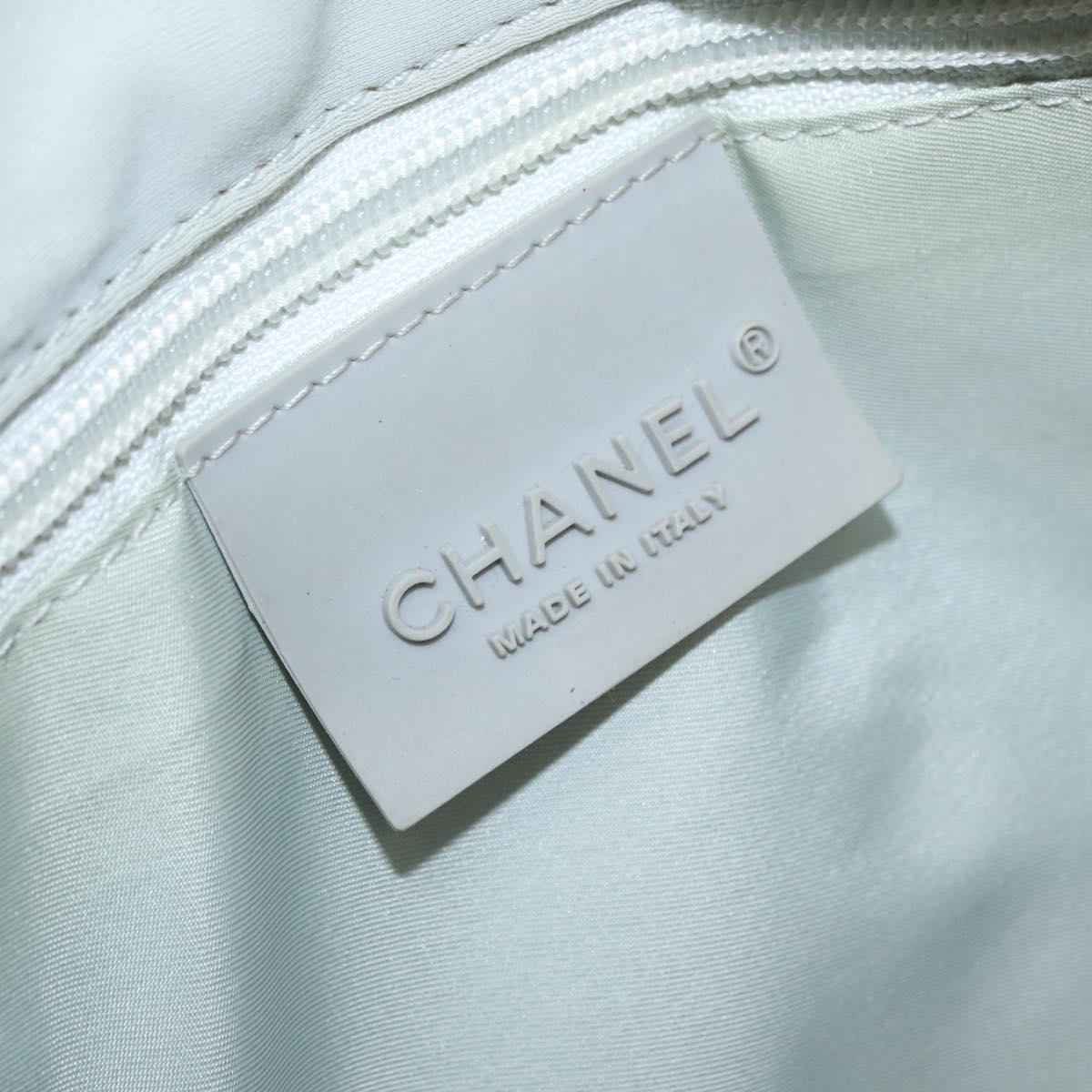 CHANEL Shoulder Bag Nylon Gray Silver CC Auth bs32460