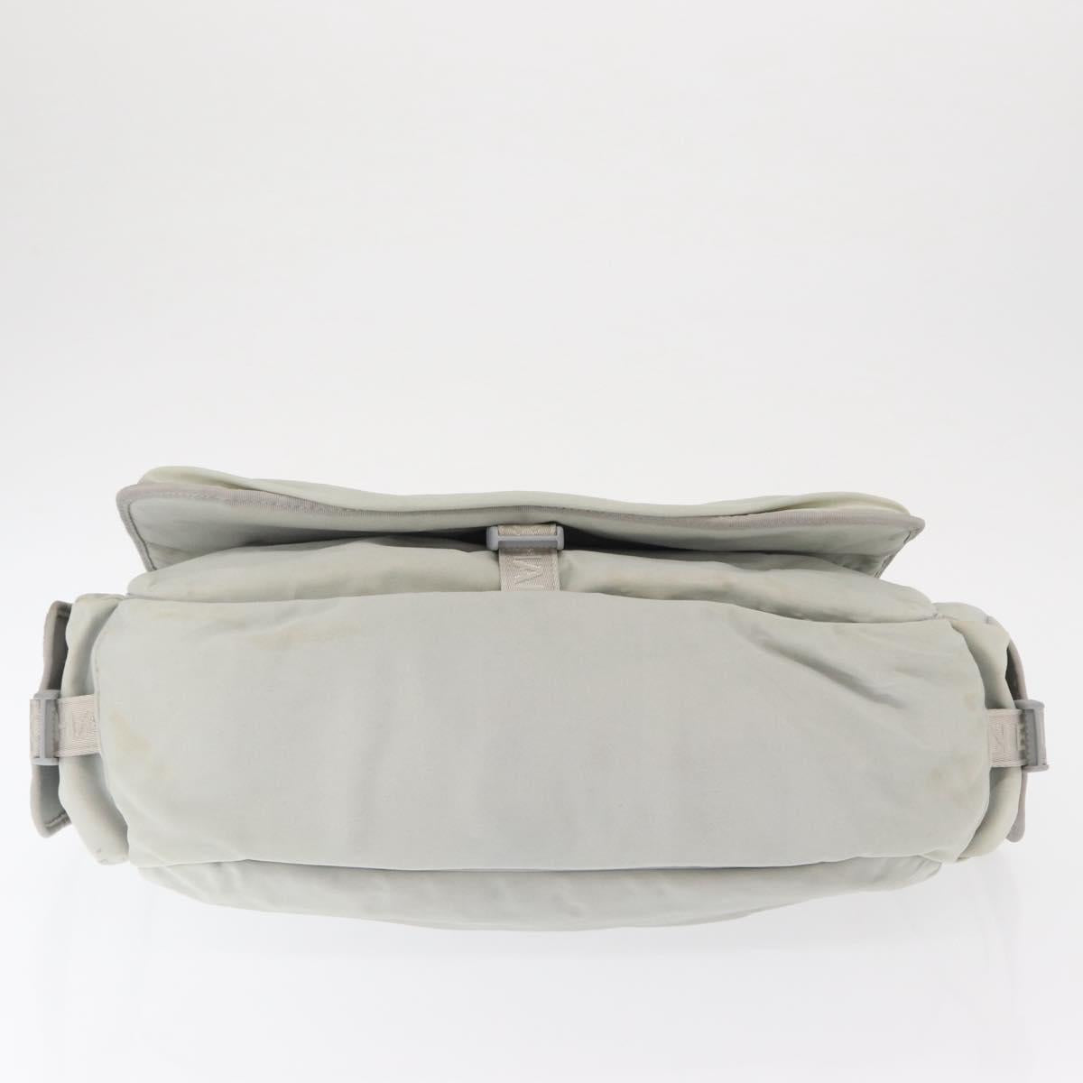 CHANEL Shoulder Bag Nylon Gray Silver CC Auth bs32460