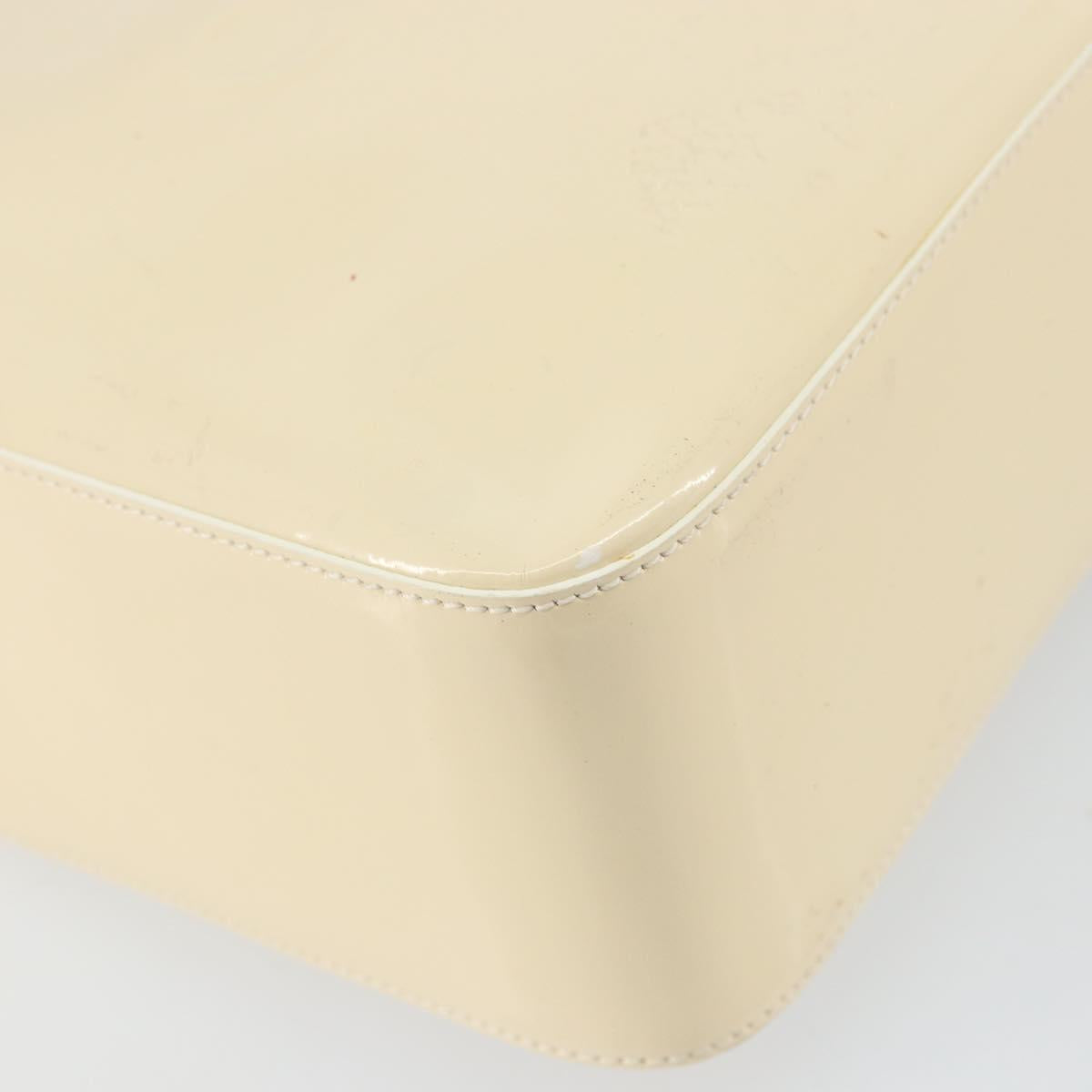 CHANEL Tote Bag Patent leather Beige Gold CC Auth bs32462