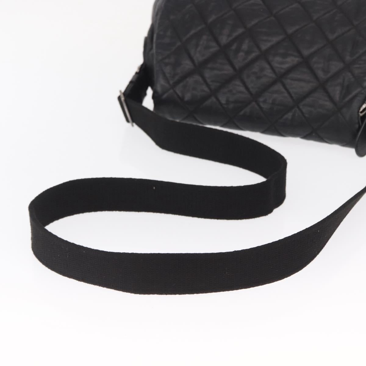 CHANEL Matelasse Shoulder Bag Nylon Black Silver CC Auth bs32463