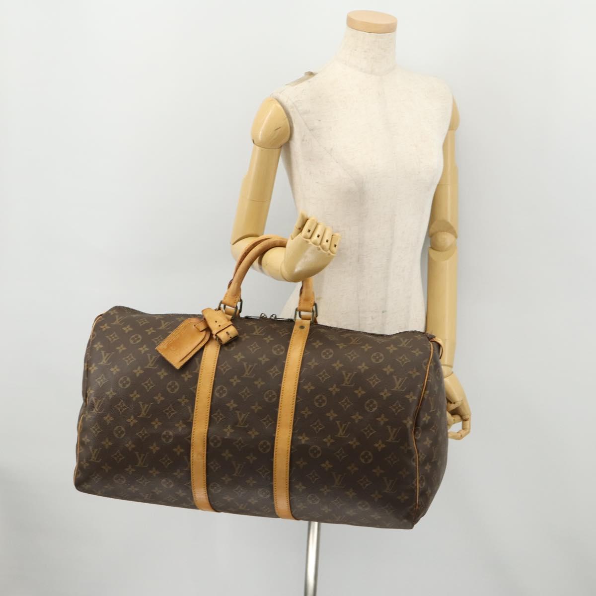 LOUIS VUITTON Monogram Keepall 55 Boston Bag M41424 LV Auth bs32469
