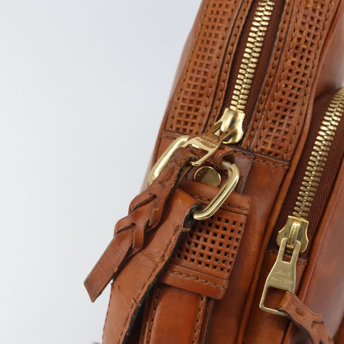 LOUIS VUITTON Quirvequia Trotteur MM Bag Leather Brown M95321 LV Auth bs32483