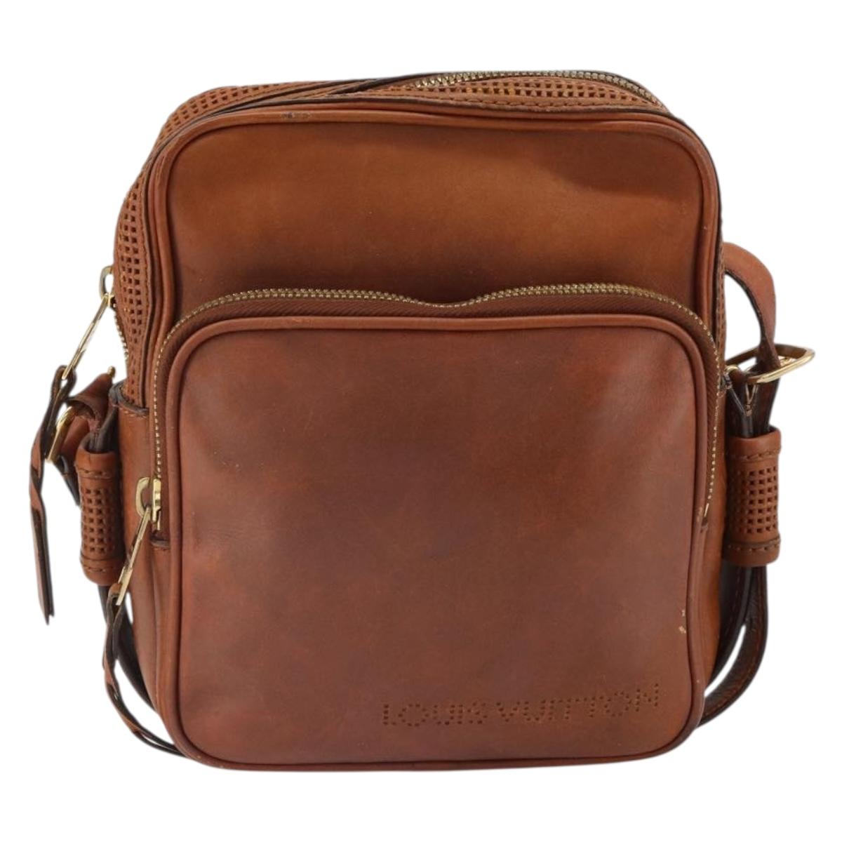 LOUIS VUITTON Quirvequia Trotteur MM Bag Leather Brown M95321 LV Auth bs32483