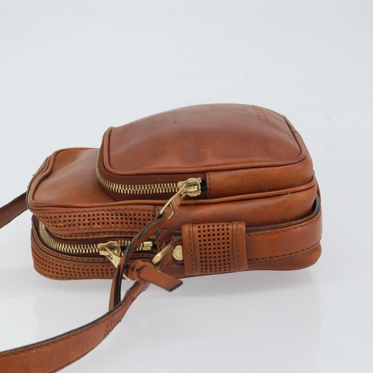 LOUIS VUITTON Quirvequia Trotteur MM Bag Leather Brown M95321 LV Auth bs32483