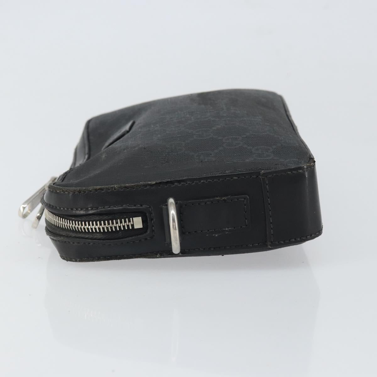GUCCI GG Supreme Clutch Bag PVC Black Silver 495562 Auth bs32492