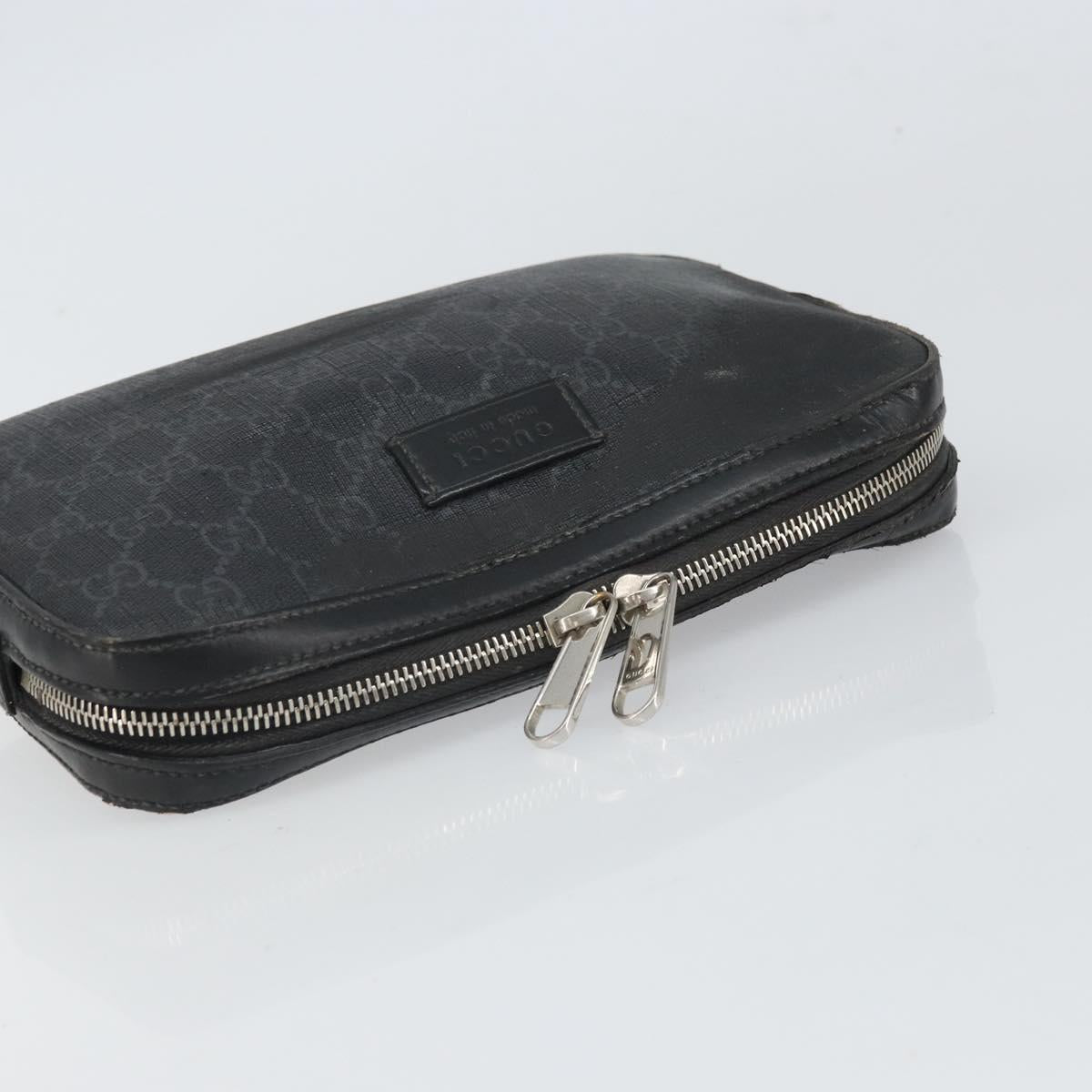 GUCCI GG Supreme Clutch Bag PVC Black Silver 495562 Auth bs32492