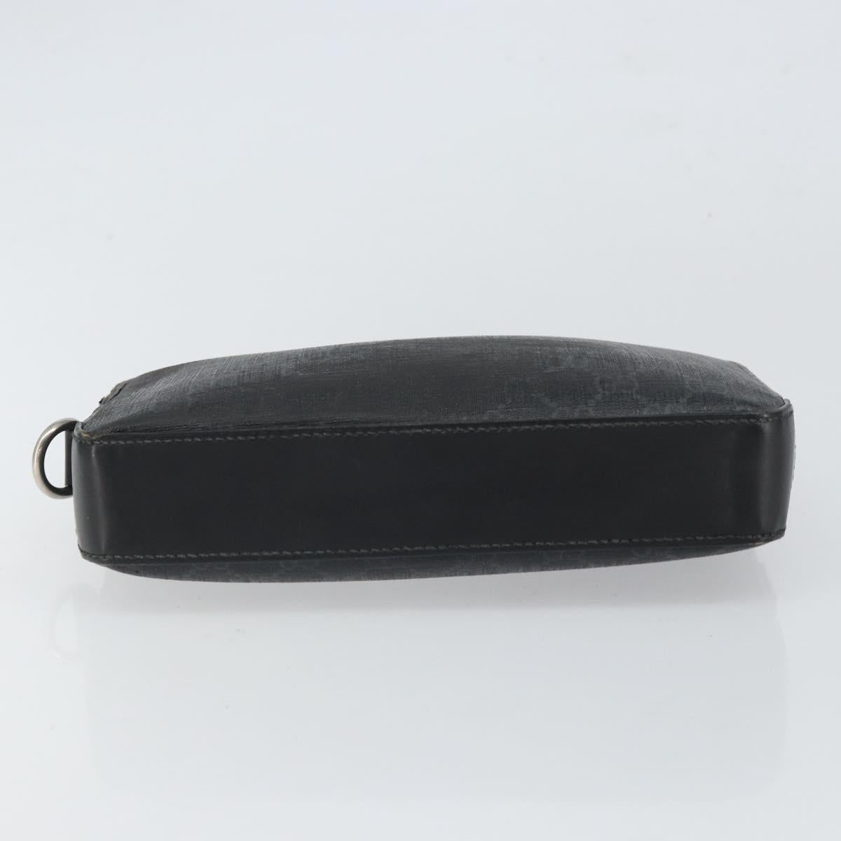 GUCCI GG Supreme Clutch Bag PVC Black Silver 495562 Auth bs32492