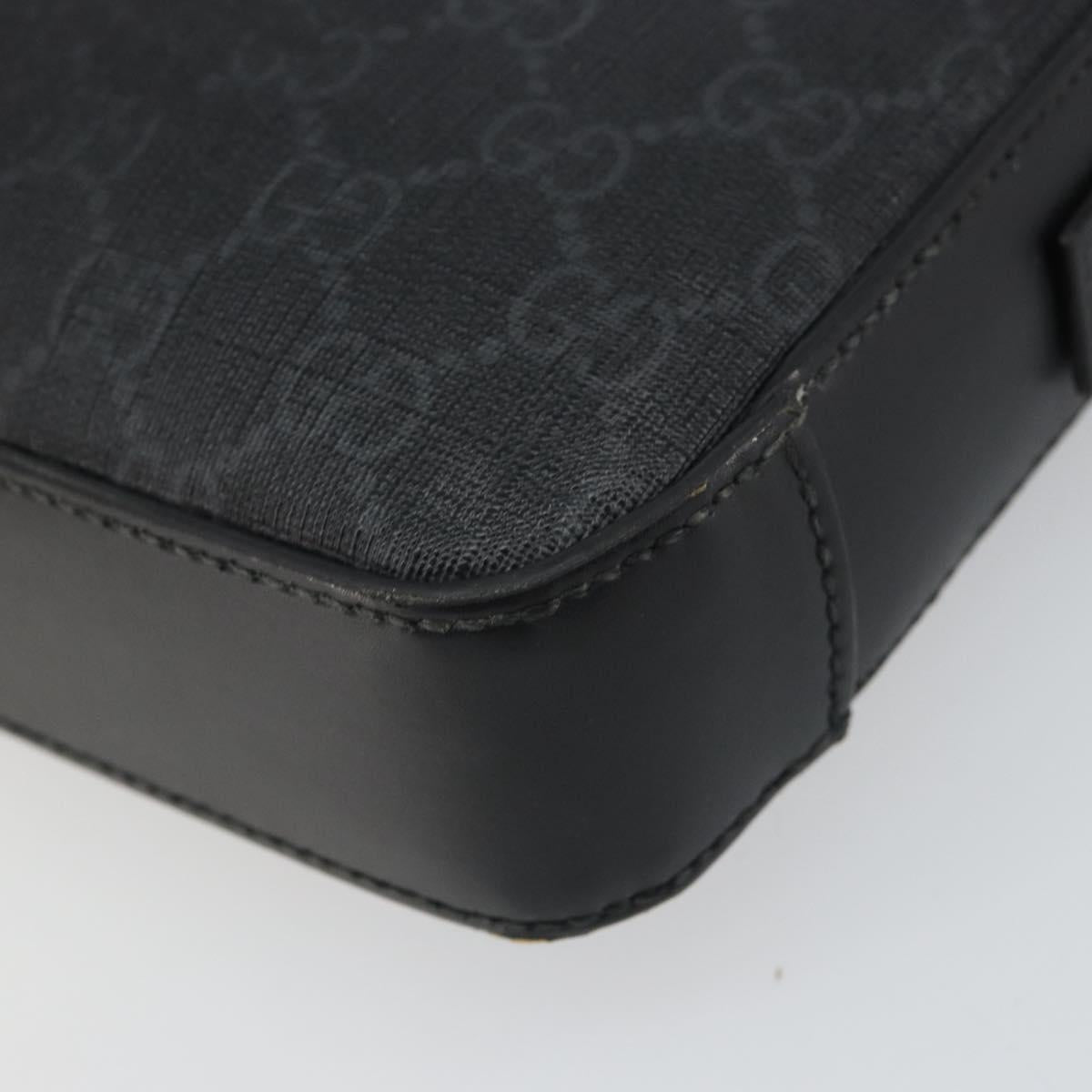 GUCCI GG Supreme Clutch Bag PVC Black Silver 495562 Auth bs32492