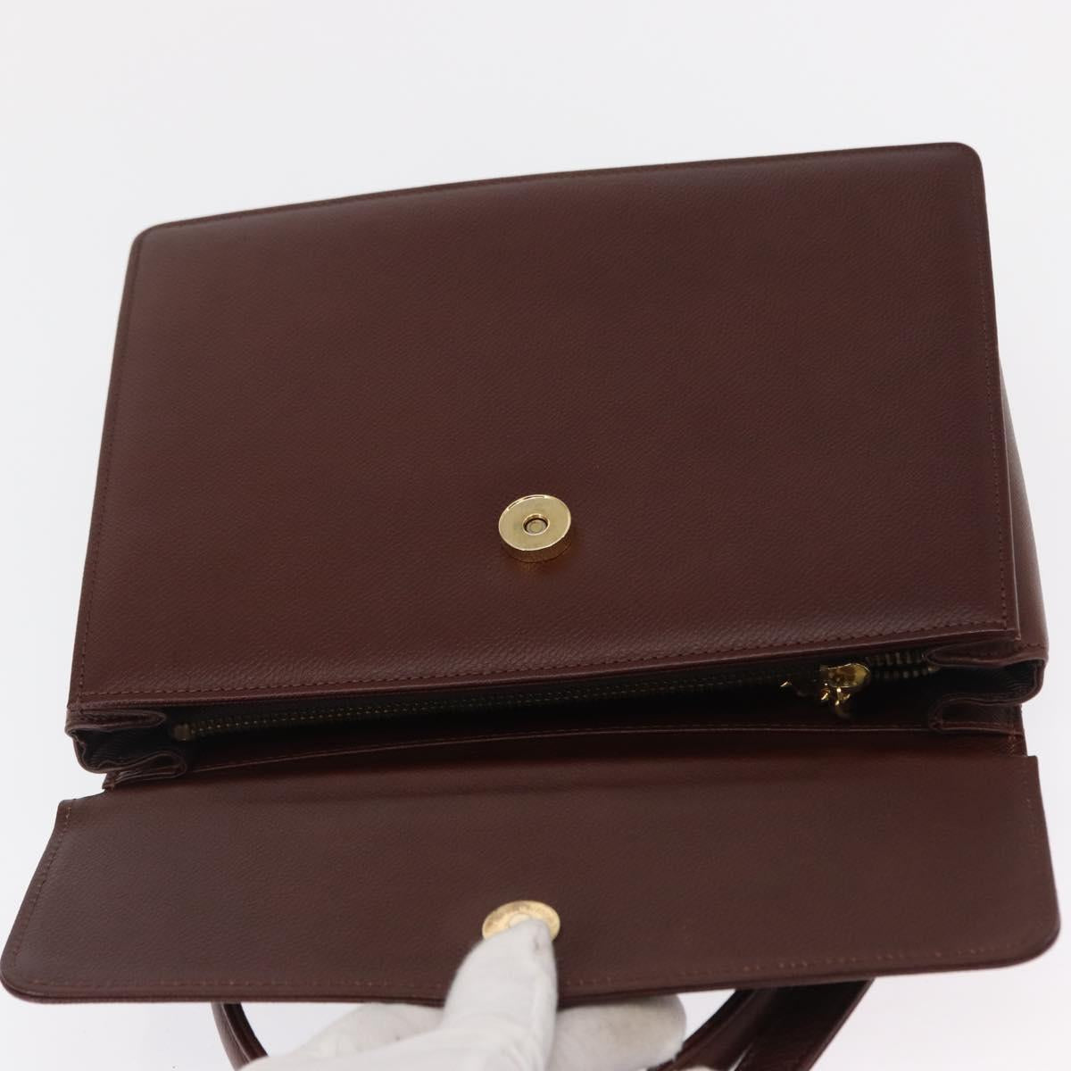 VALENTINO Hand Bag Leather 2way Brown Gold Auth bs32494