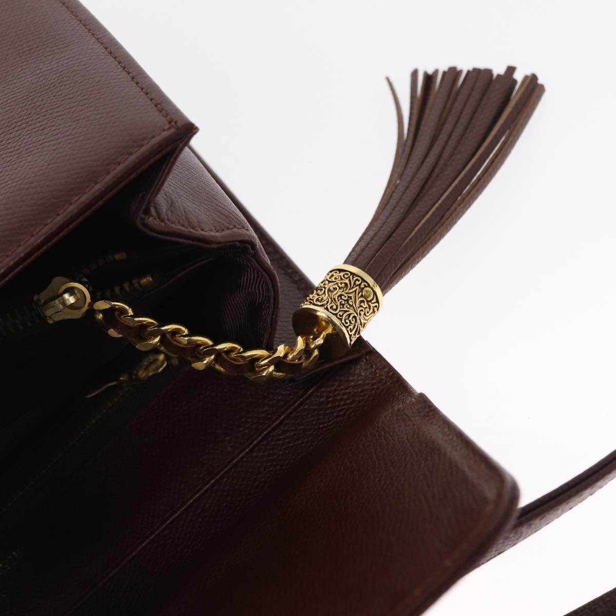 VALENTINO Hand Bag Leather 2way Brown Gold Auth bs32494