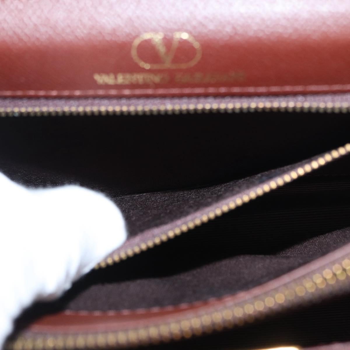 VALENTINO Hand Bag Leather 2way Brown Gold Auth bs32494