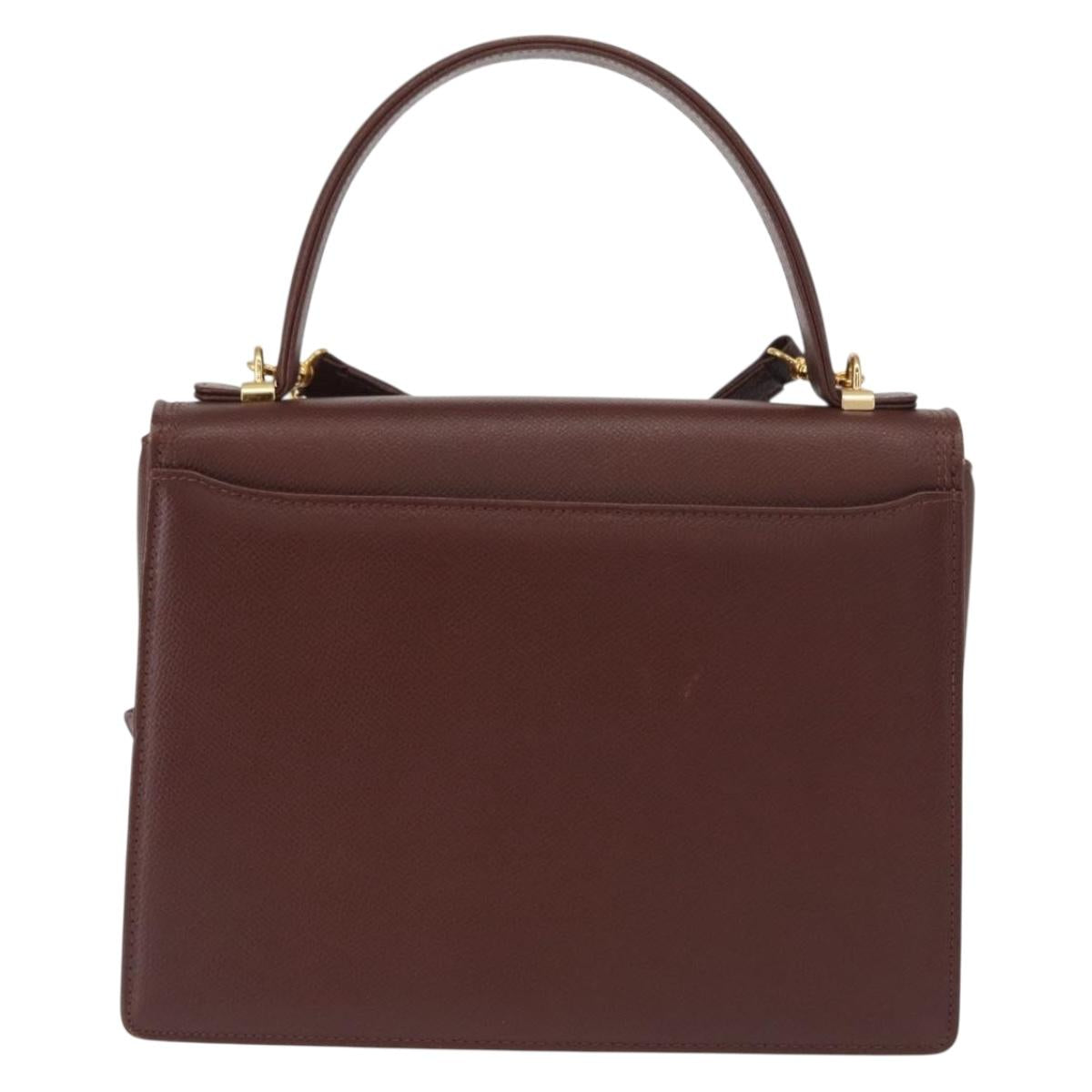 VALENTINO Hand Bag Leather 2way Brown Gold Auth bs32494