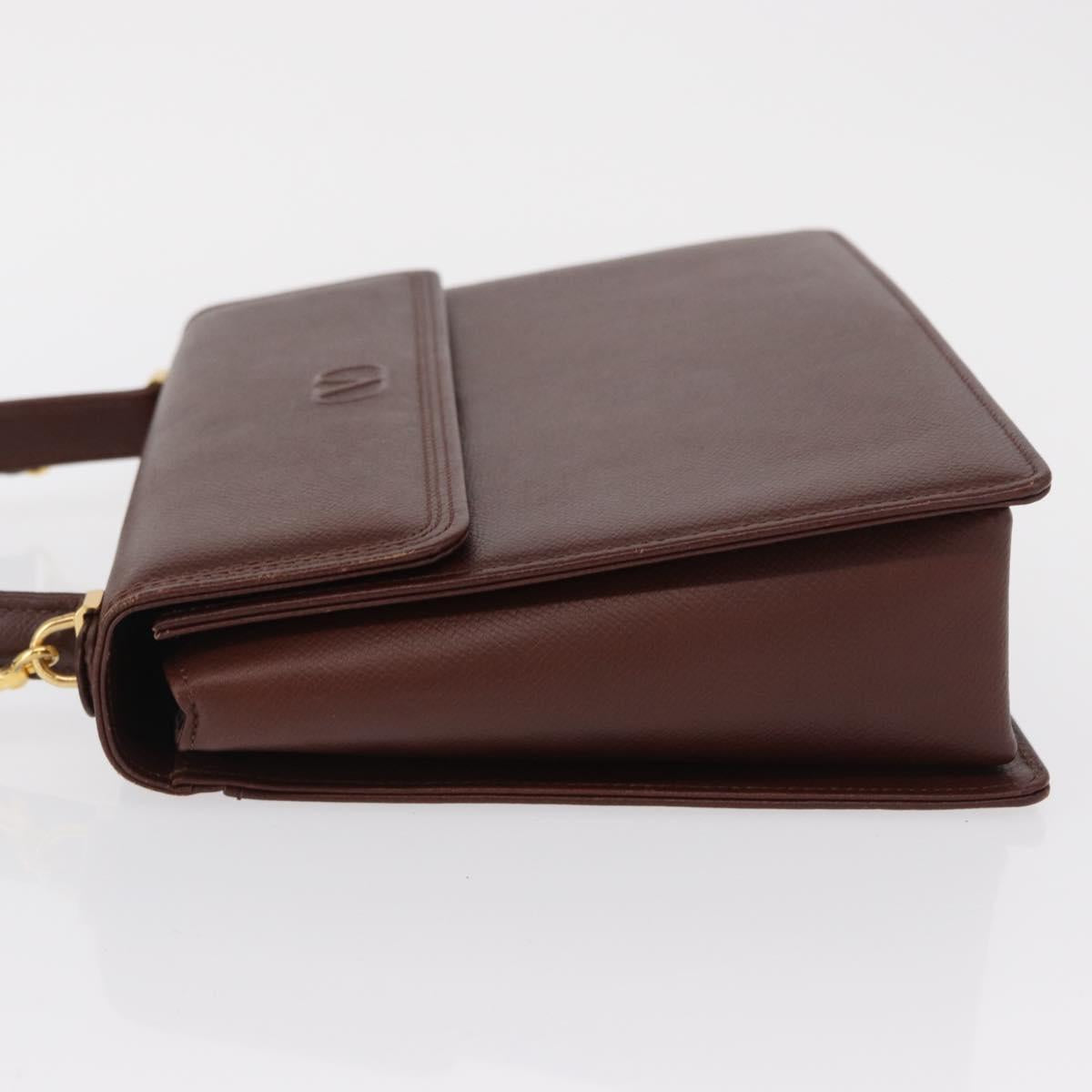 VALENTINO Hand Bag Leather 2way Brown Gold Auth bs32494