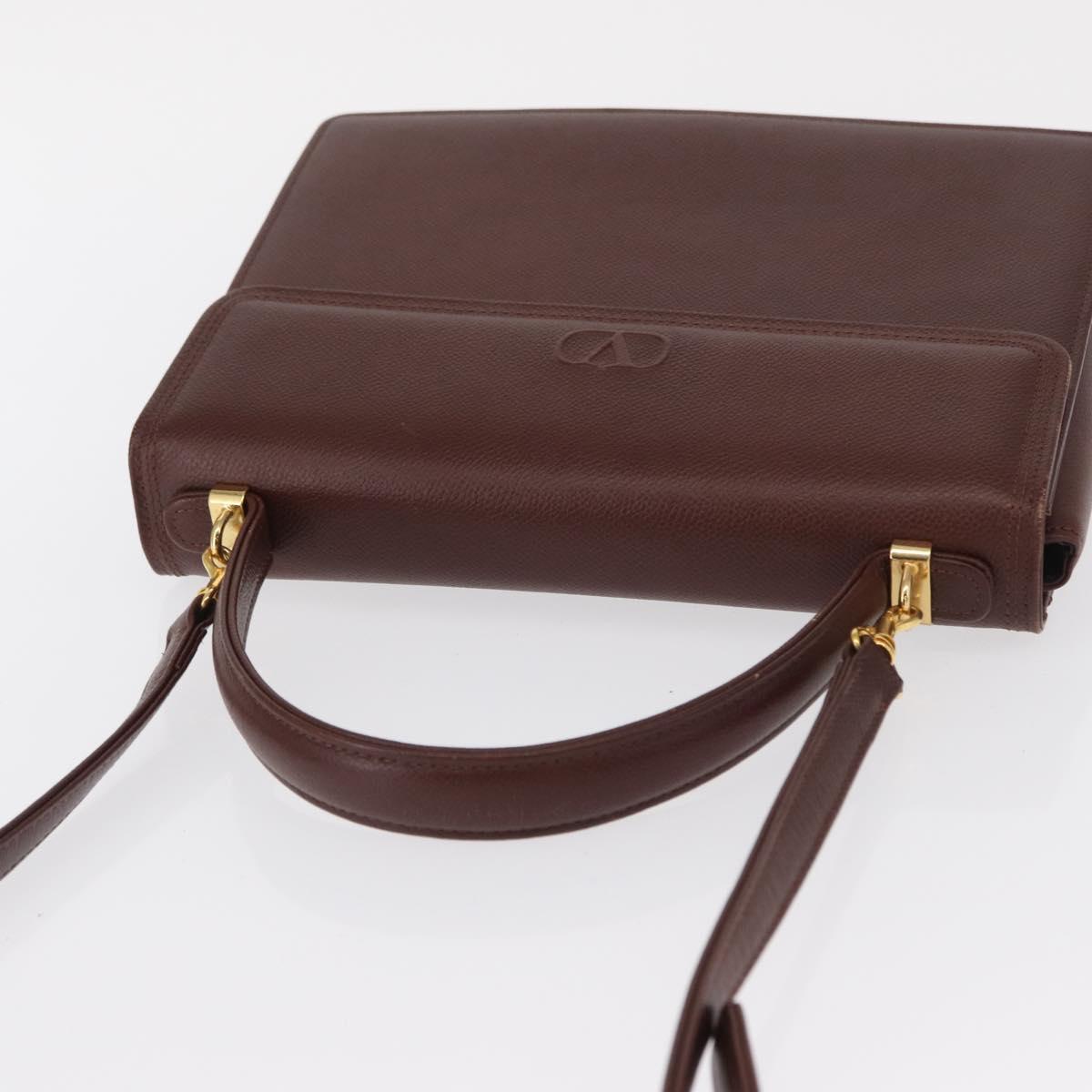 VALENTINO Hand Bag Leather 2way Brown Gold Auth bs32494