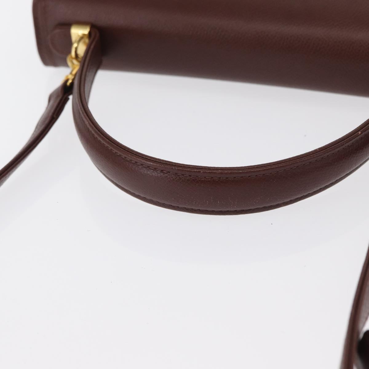 VALENTINO Hand Bag Leather 2way Brown Gold Auth bs32494