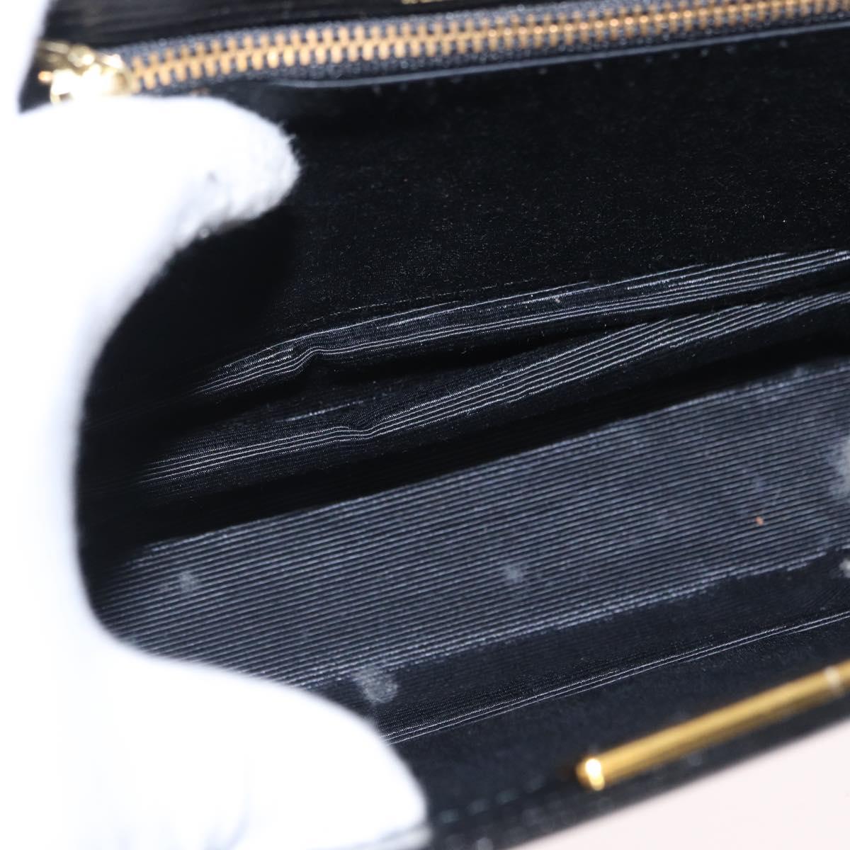 VALENTINO Shoulder Bag Leather Black Gold Auth bs32495