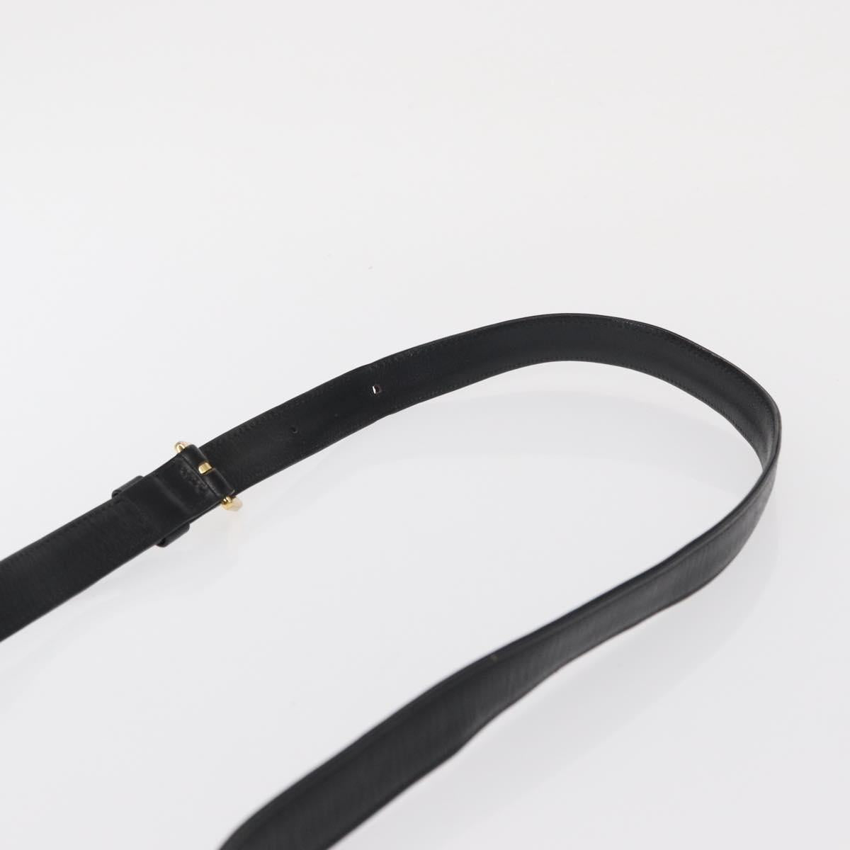 VALENTINO Shoulder Bag Leather Black Gold Auth bs32495