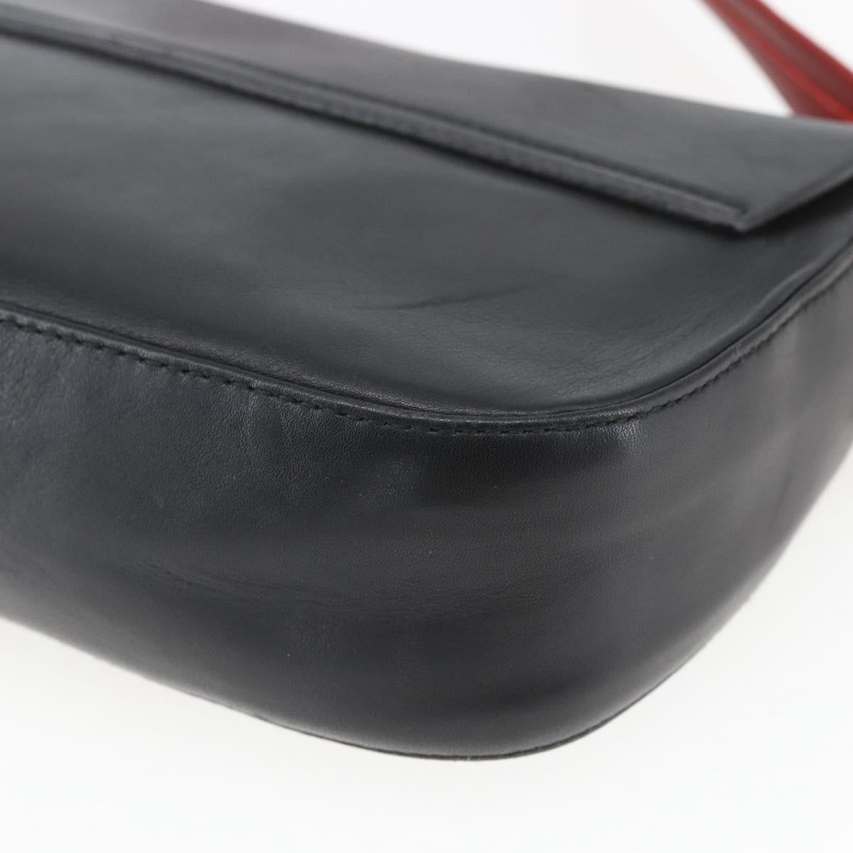 BALLY Shoulder Bag Leather Black Gold Auth bs32496