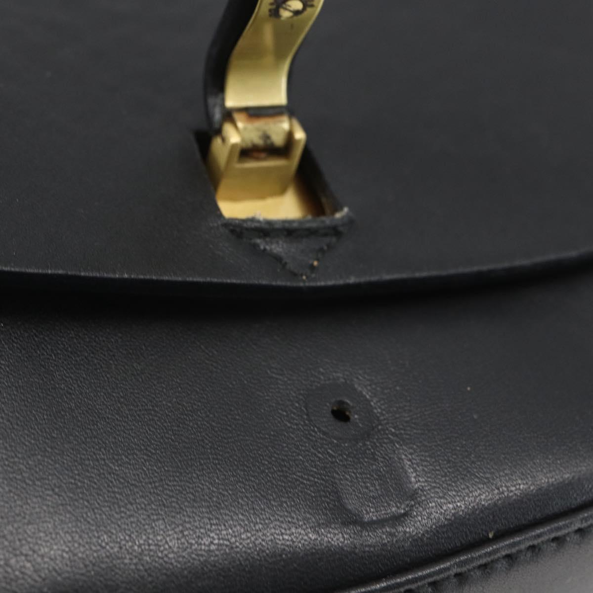 BALLY Shoulder Bag Leather Black Gold Auth bs32496