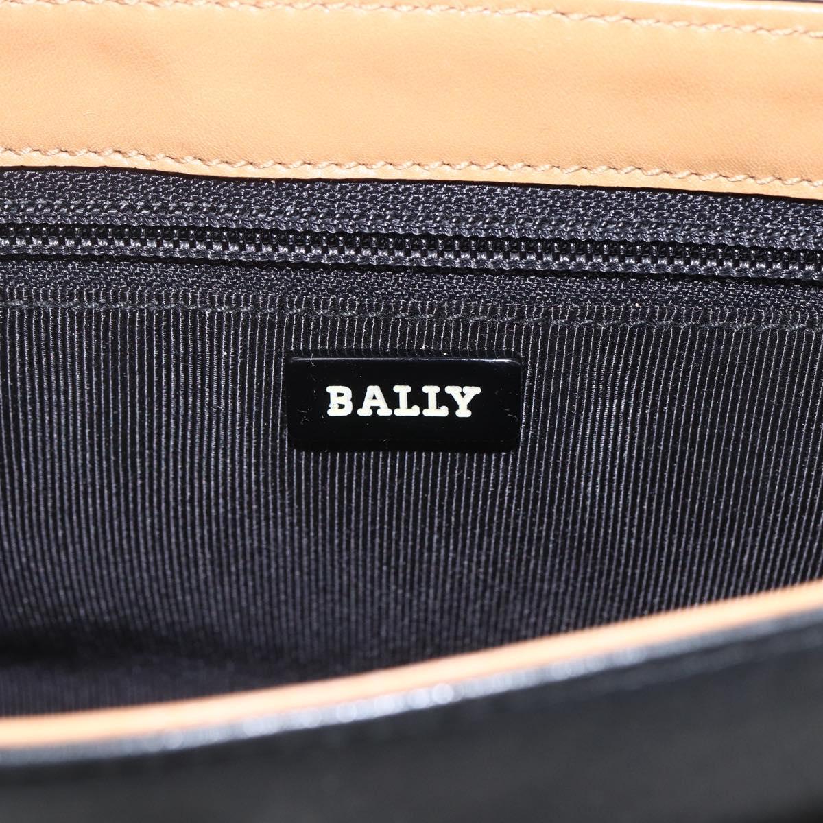 BALLY Shoulder Bag Leather Black Gold Auth bs32496