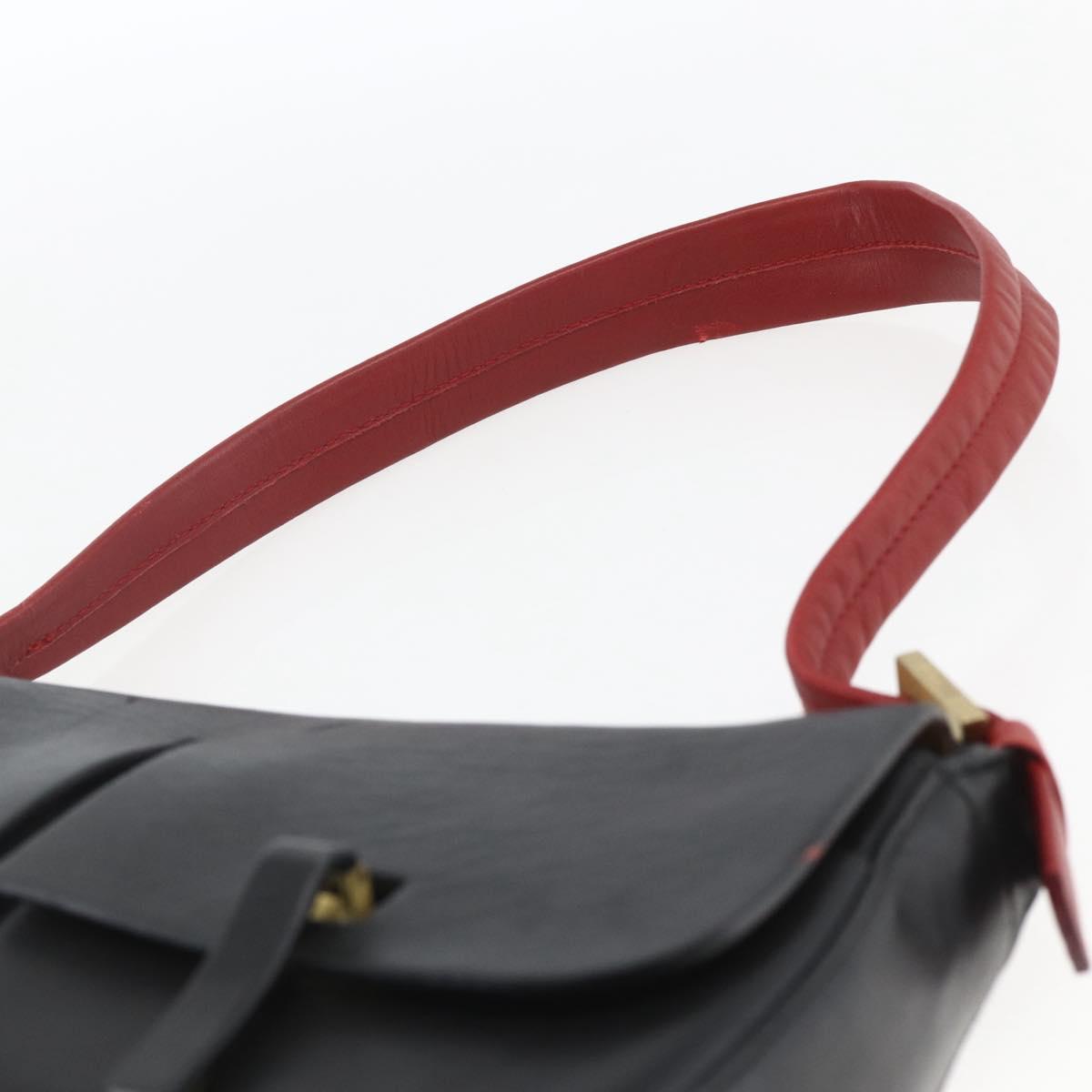 BALLY Shoulder Bag Leather Black Gold Auth bs32496