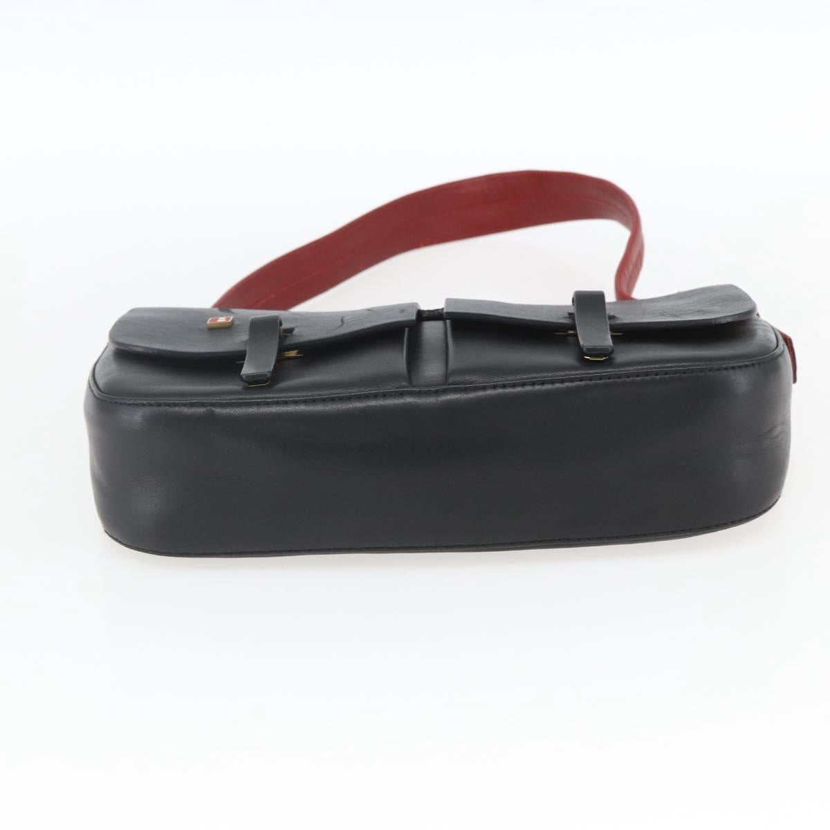BALLY Shoulder Bag Leather Black Gold Auth bs32496