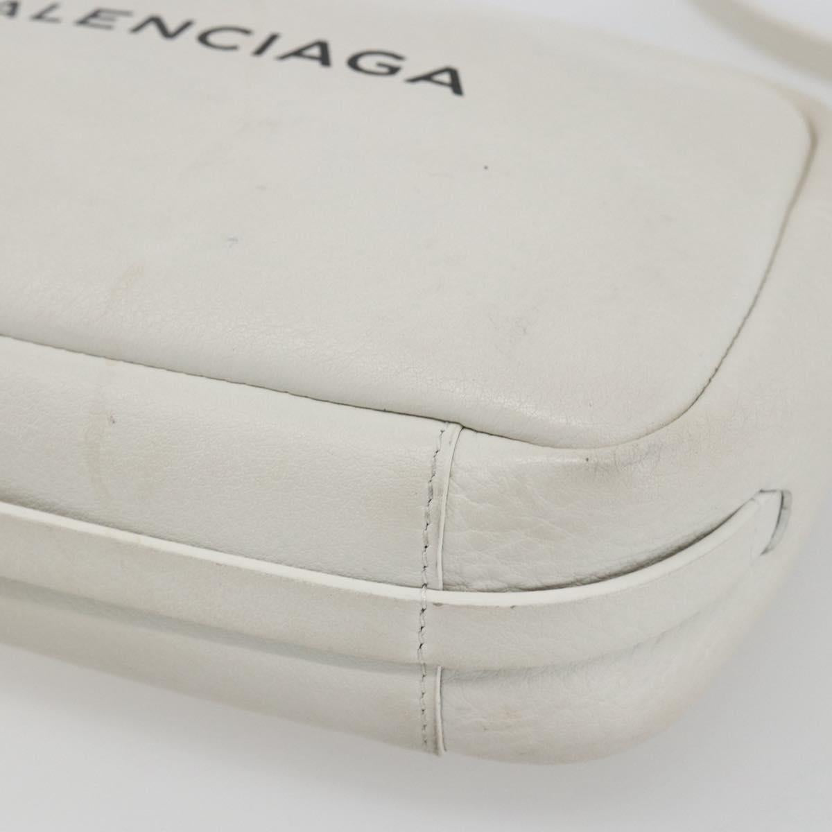 BALENCIAGA Shoulder Bag Leather White Silver 489812 Auth bs32497