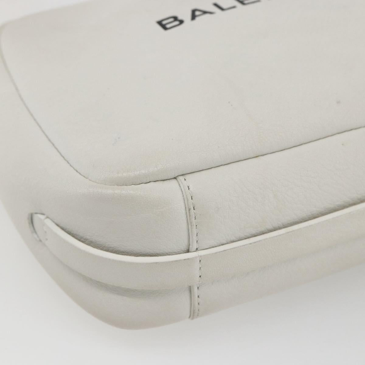 BALENCIAGA Shoulder Bag Leather White Silver 489812 Auth bs32497
