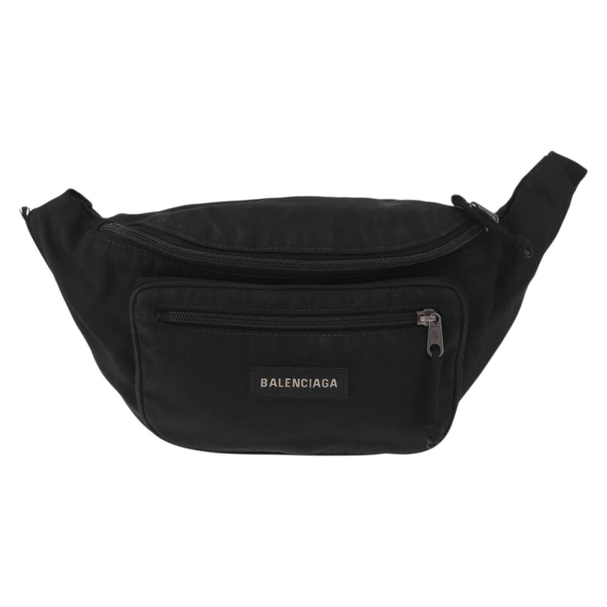 BALENCIAGA Body Bag Canvas Black 482389 Auth bs32498