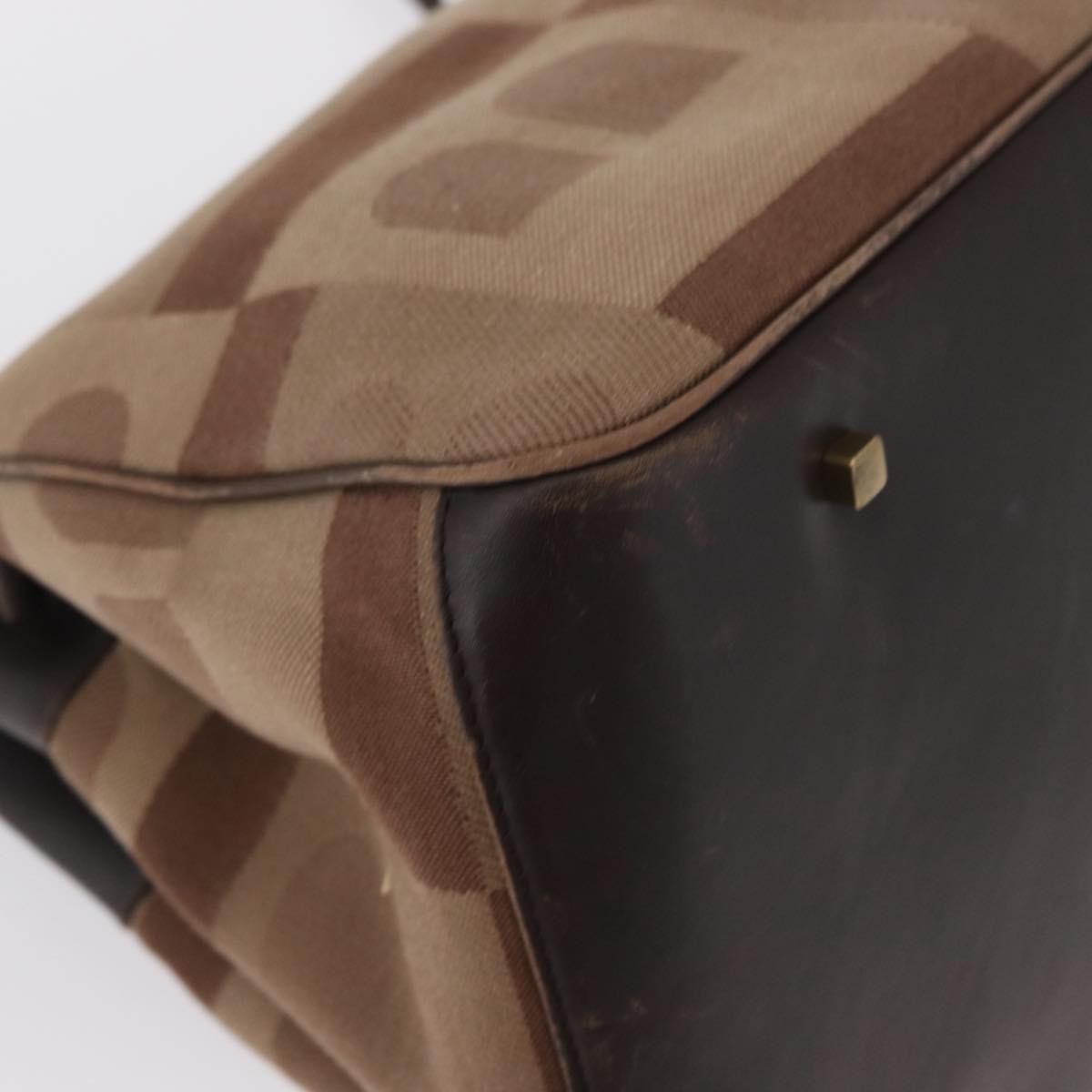 BALLY Shoulder Bag Canvas Beige Gold Auth bs32499