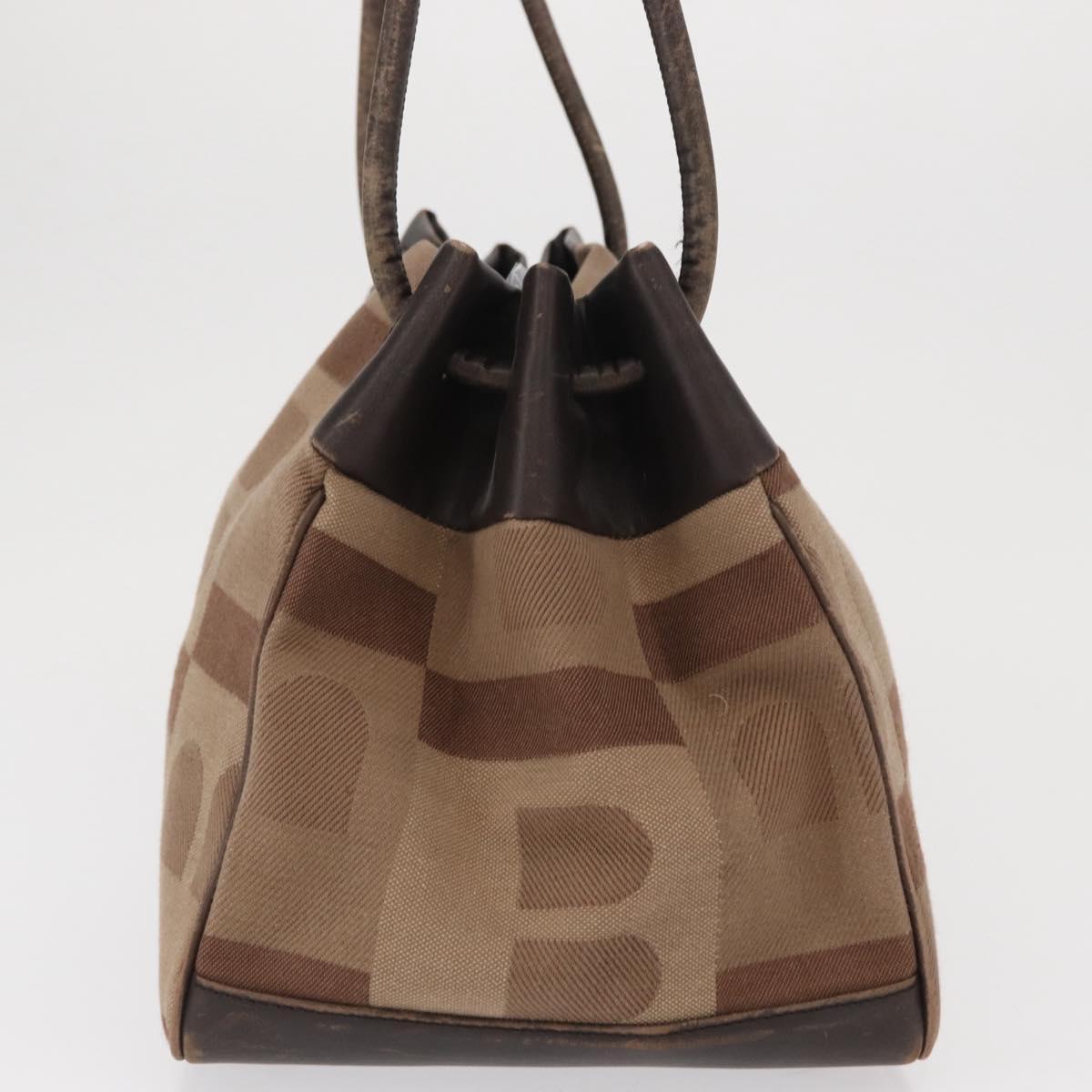 BALLY Shoulder Bag Canvas Beige Gold Auth bs32499