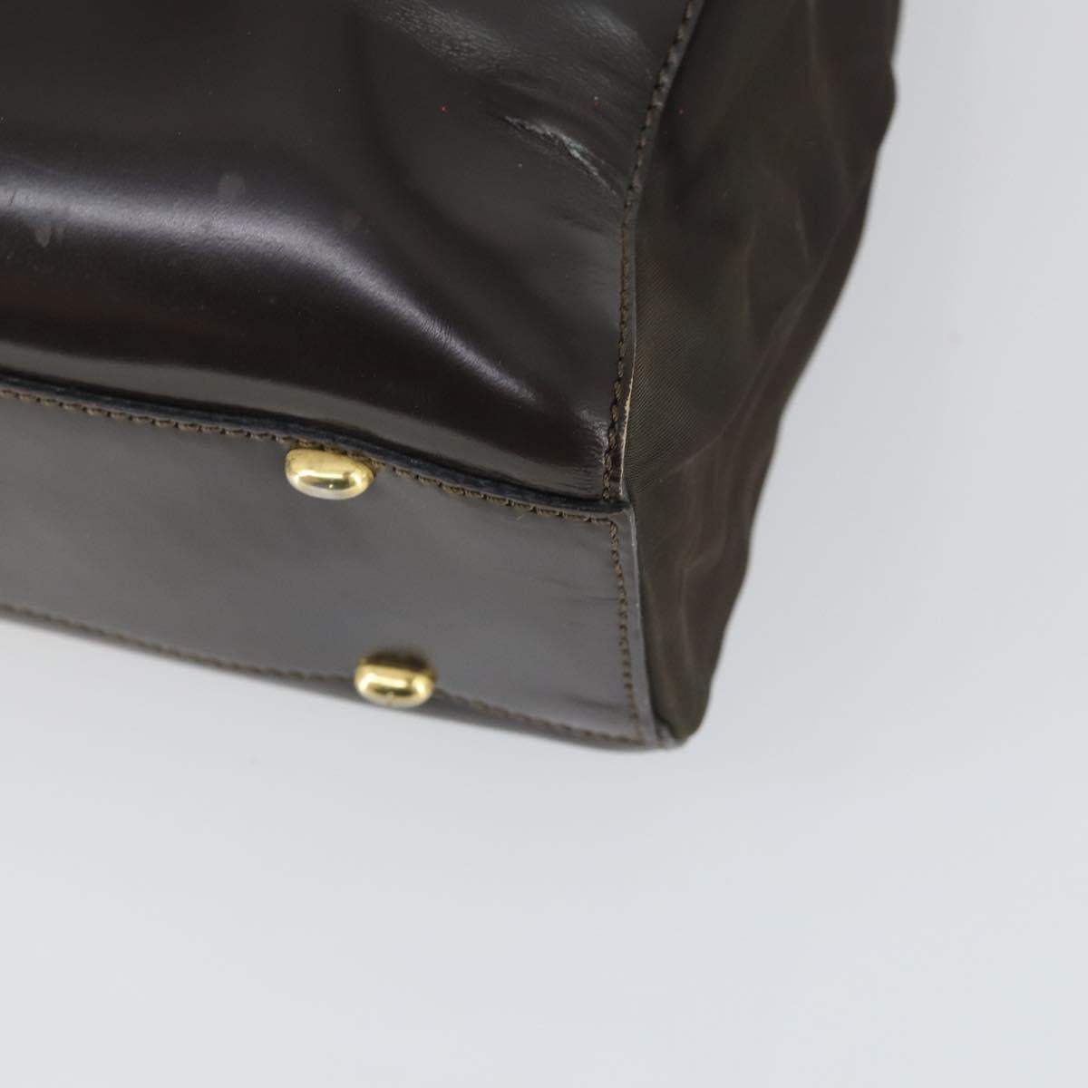 CELINE Tote Bag Patent leather Brown Gold Auth bs32500