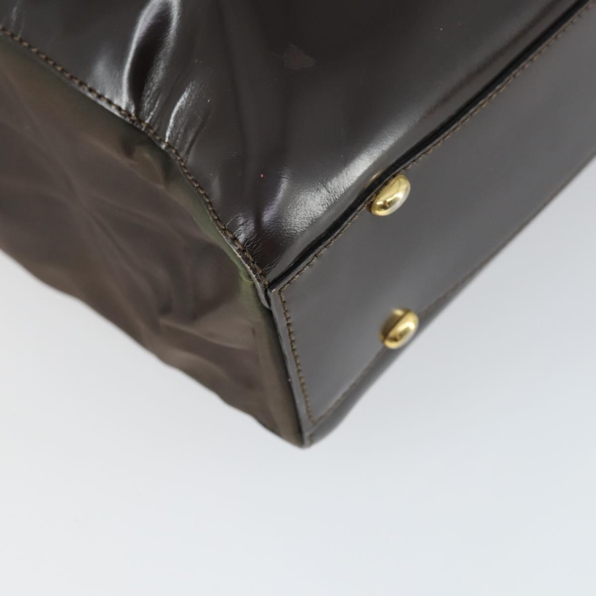 CELINE Tote Bag Patent leather Brown Gold Auth bs32500